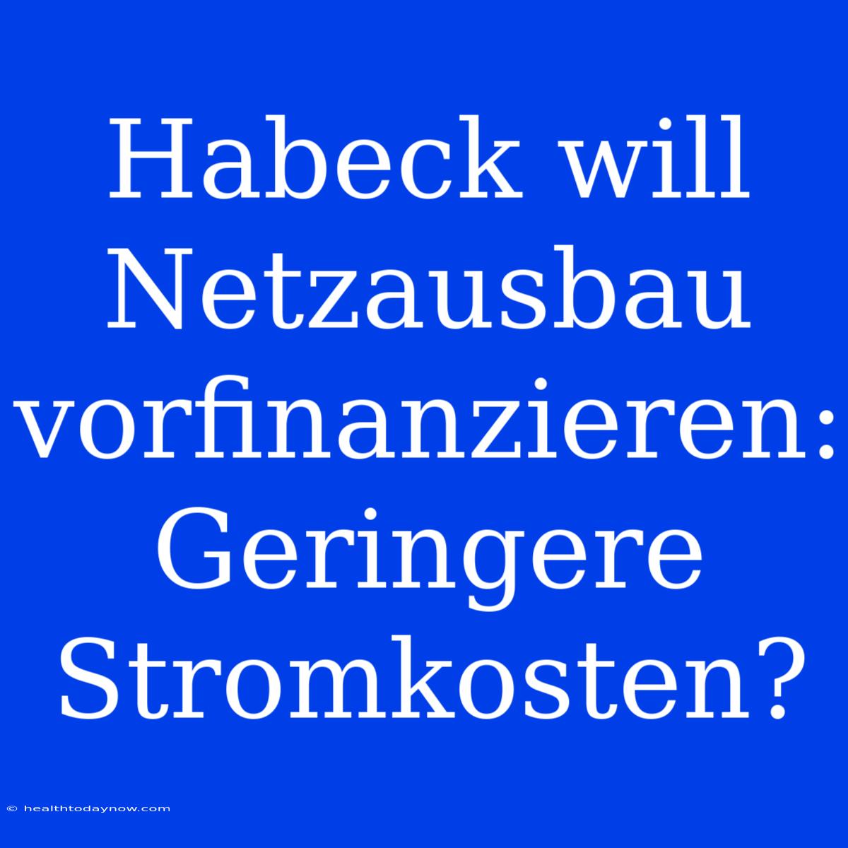 Habeck Will Netzausbau Vorfinanzieren: Geringere Stromkosten?