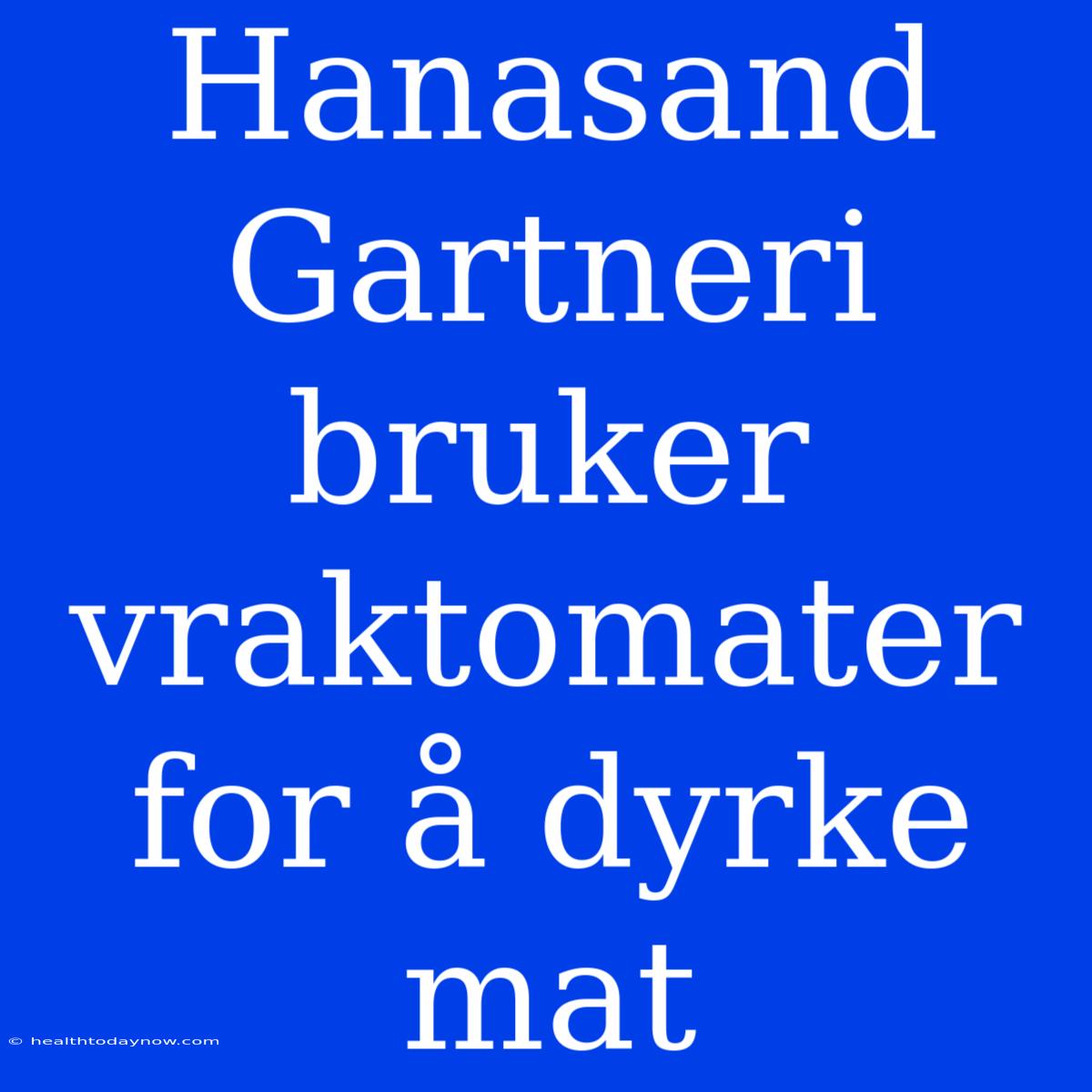 Hanasand Gartneri Bruker Vraktomater For Å Dyrke Mat