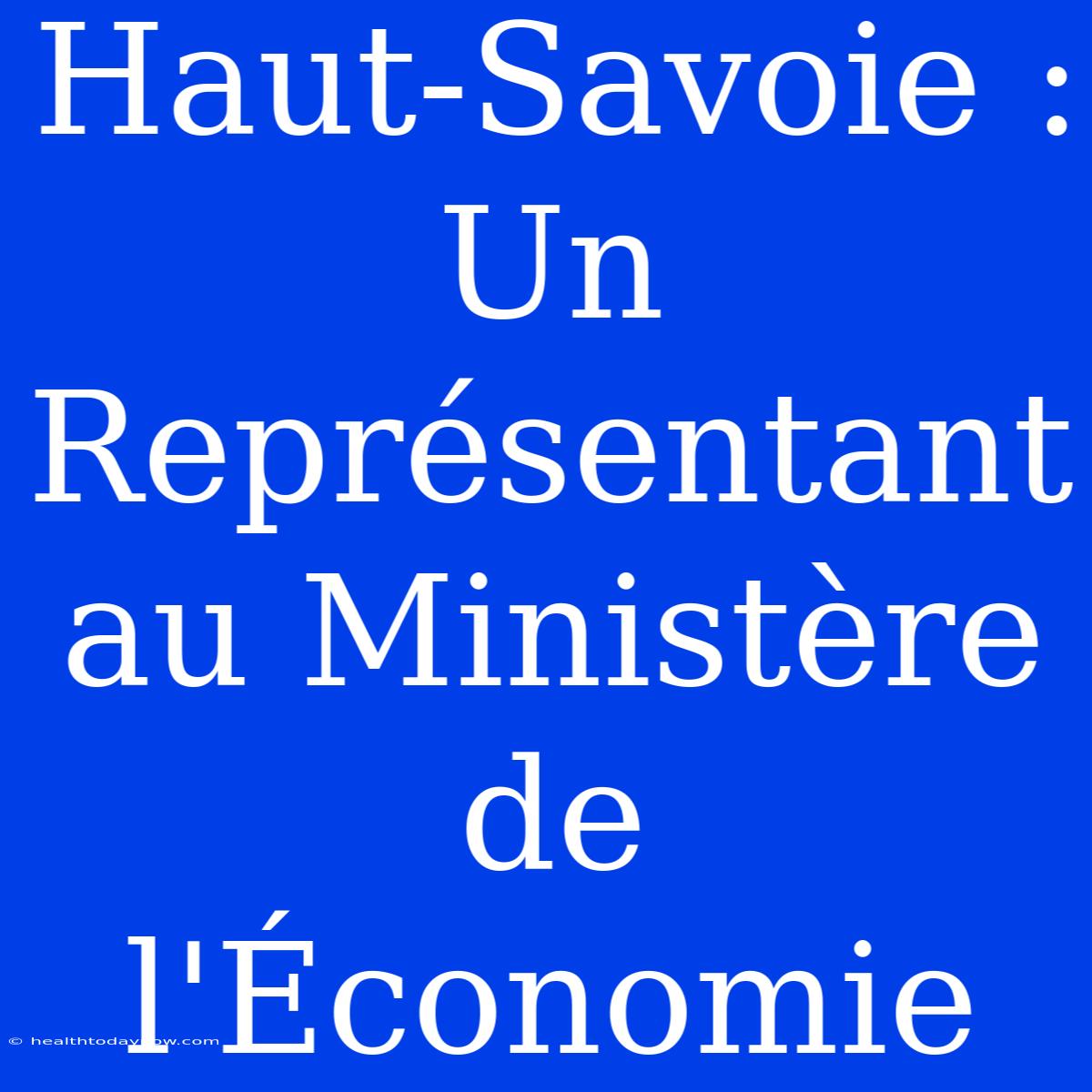 Haut-Savoie : Un Représentant Au Ministère De L'Économie