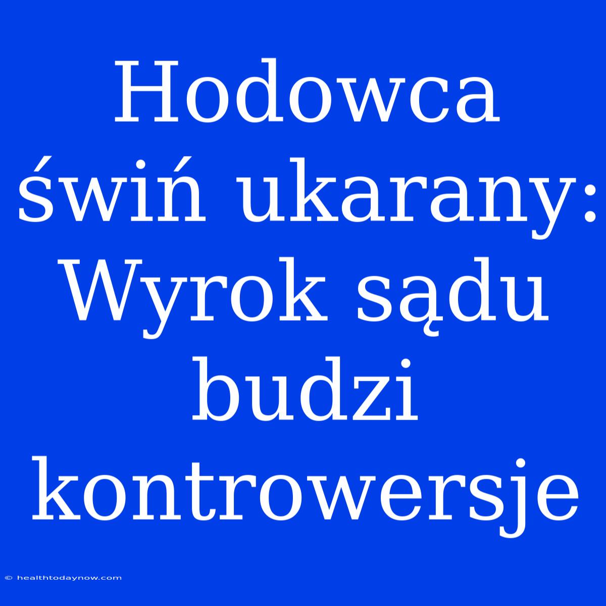 Hodowca Świń Ukarany: Wyrok Sądu Budzi Kontrowersje