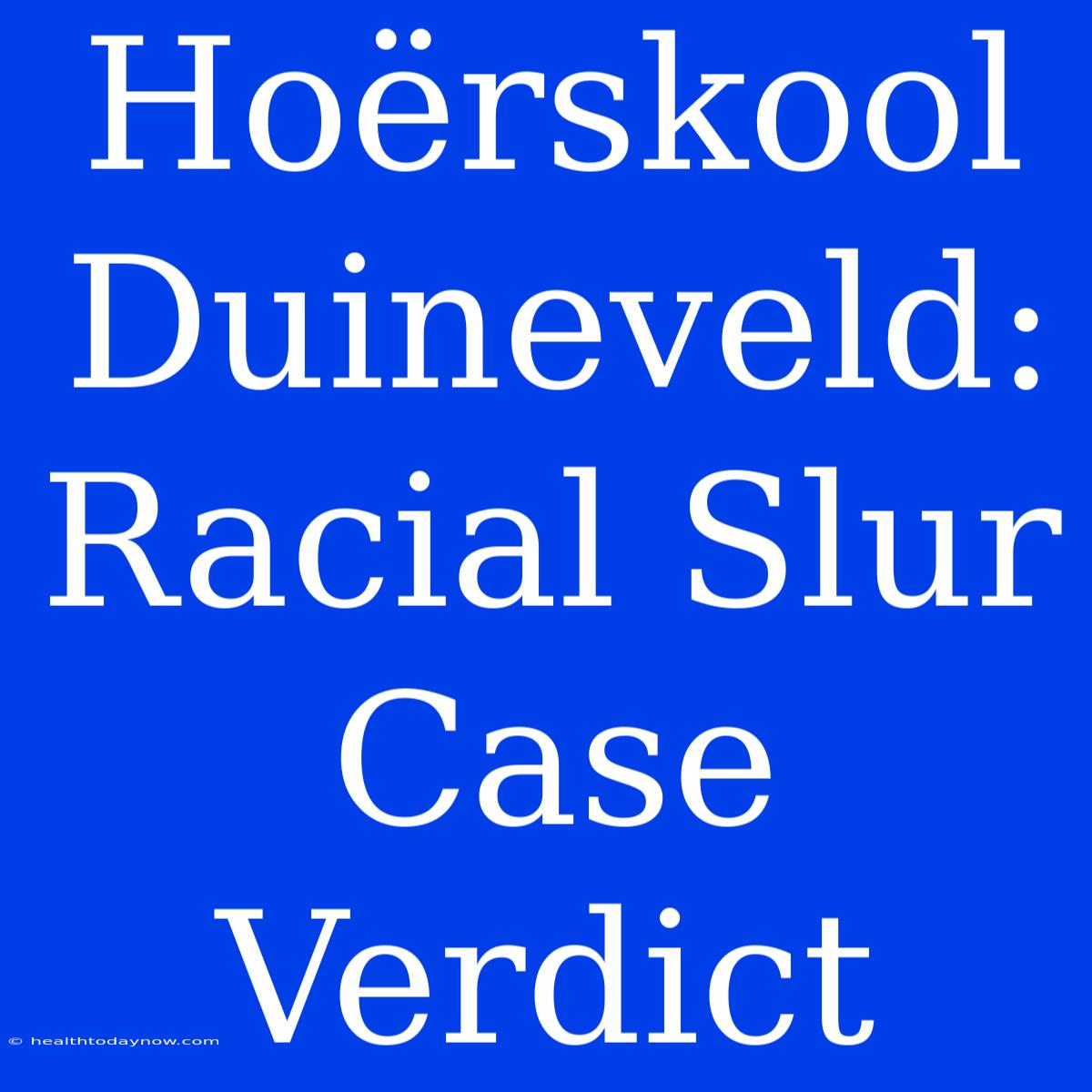 Hoërskool Duineveld: Racial Slur Case Verdict