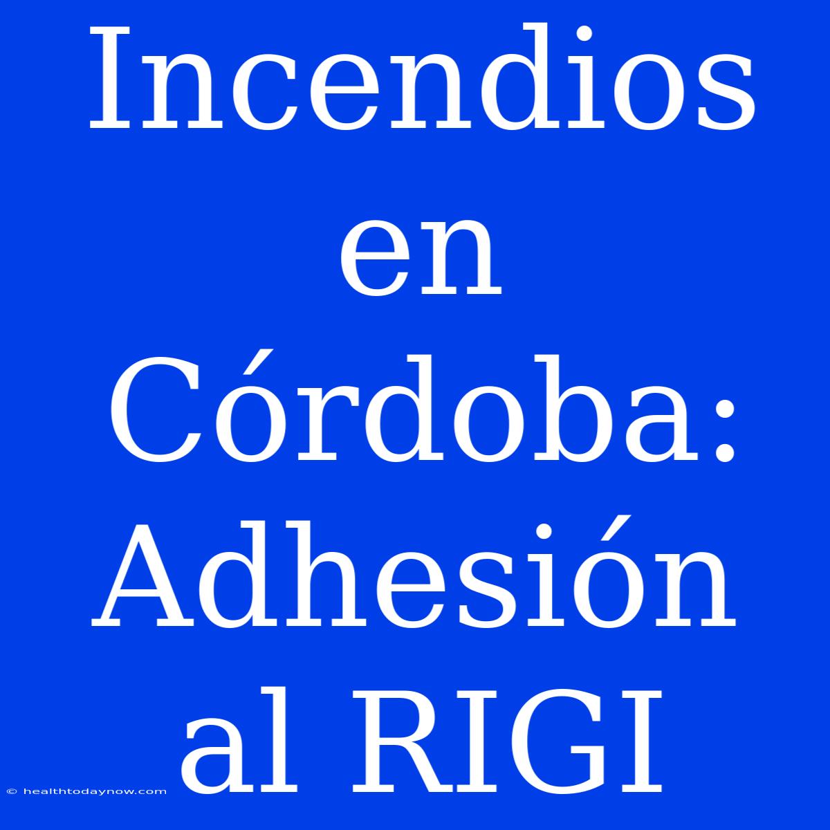 Incendios En Córdoba: Adhesión Al RIGI