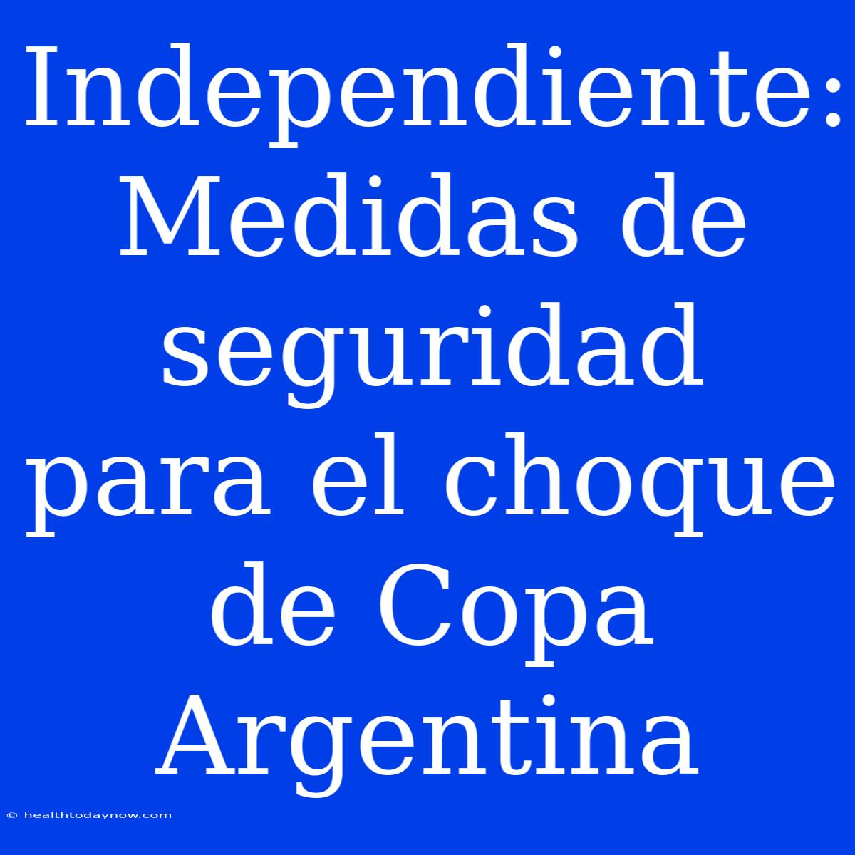 Independiente: Medidas De Seguridad Para El Choque De Copa Argentina