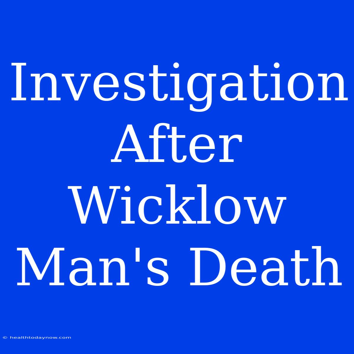 Investigation After Wicklow Man's Death