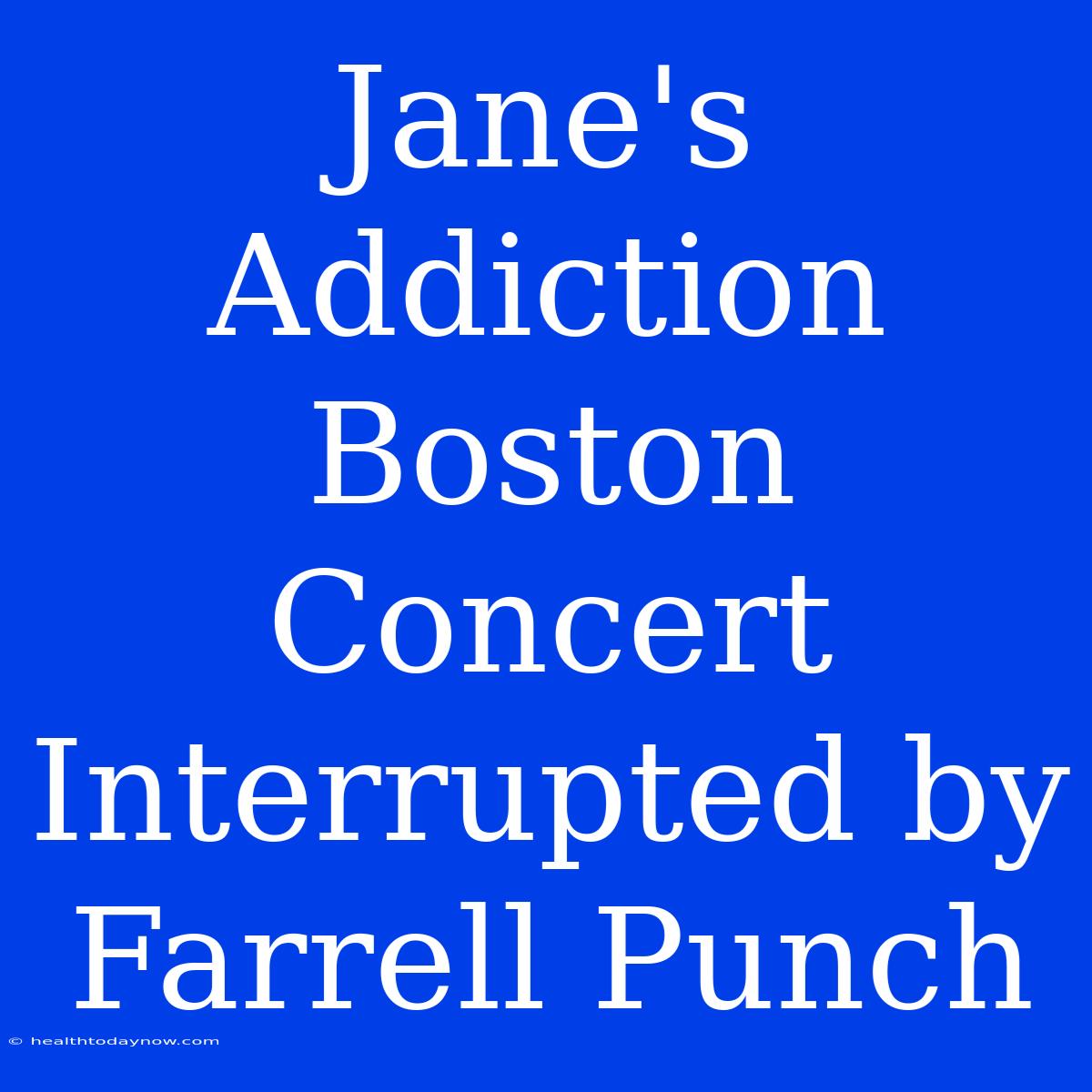 Jane's Addiction Boston Concert Interrupted By Farrell Punch