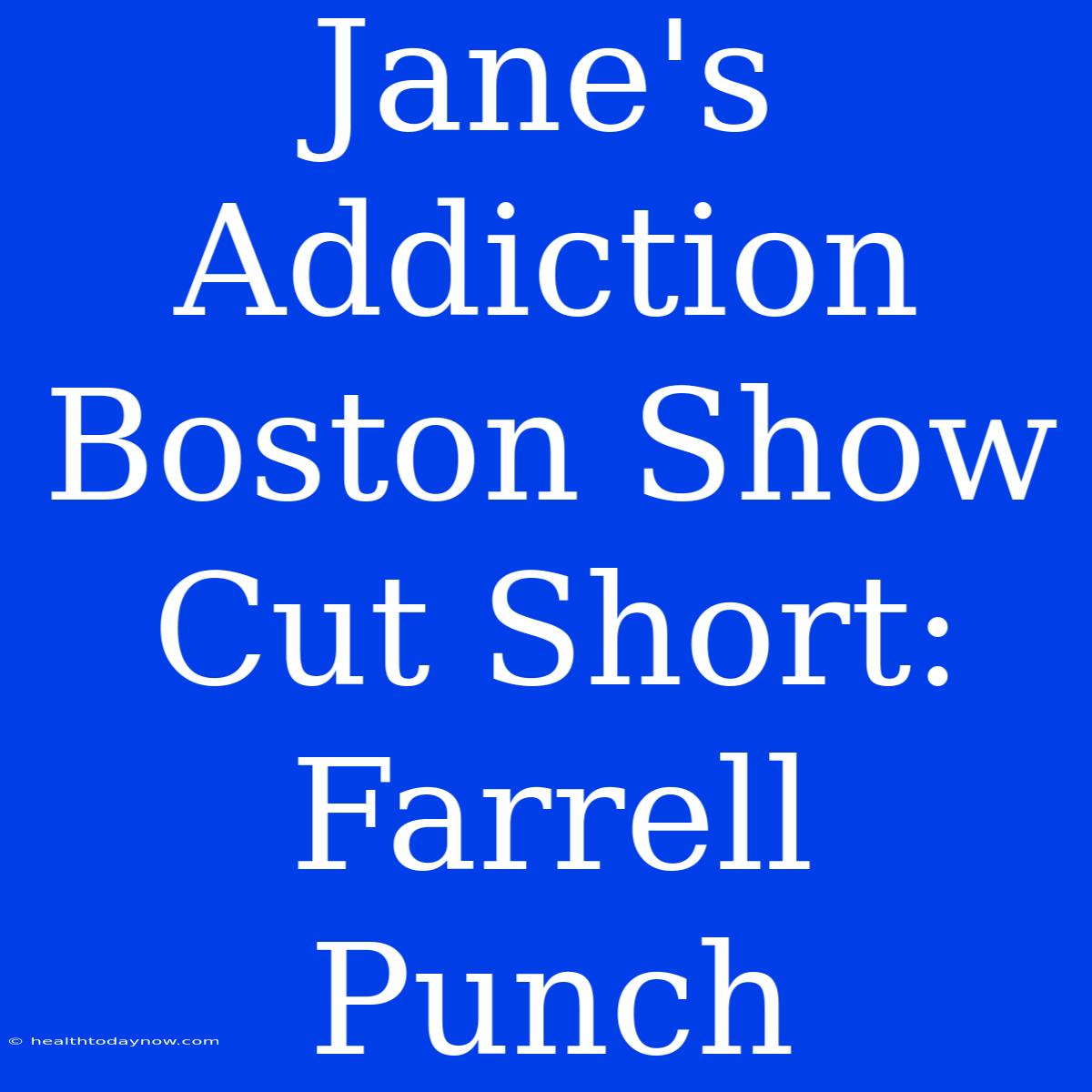 Jane's Addiction Boston Show Cut Short: Farrell Punch