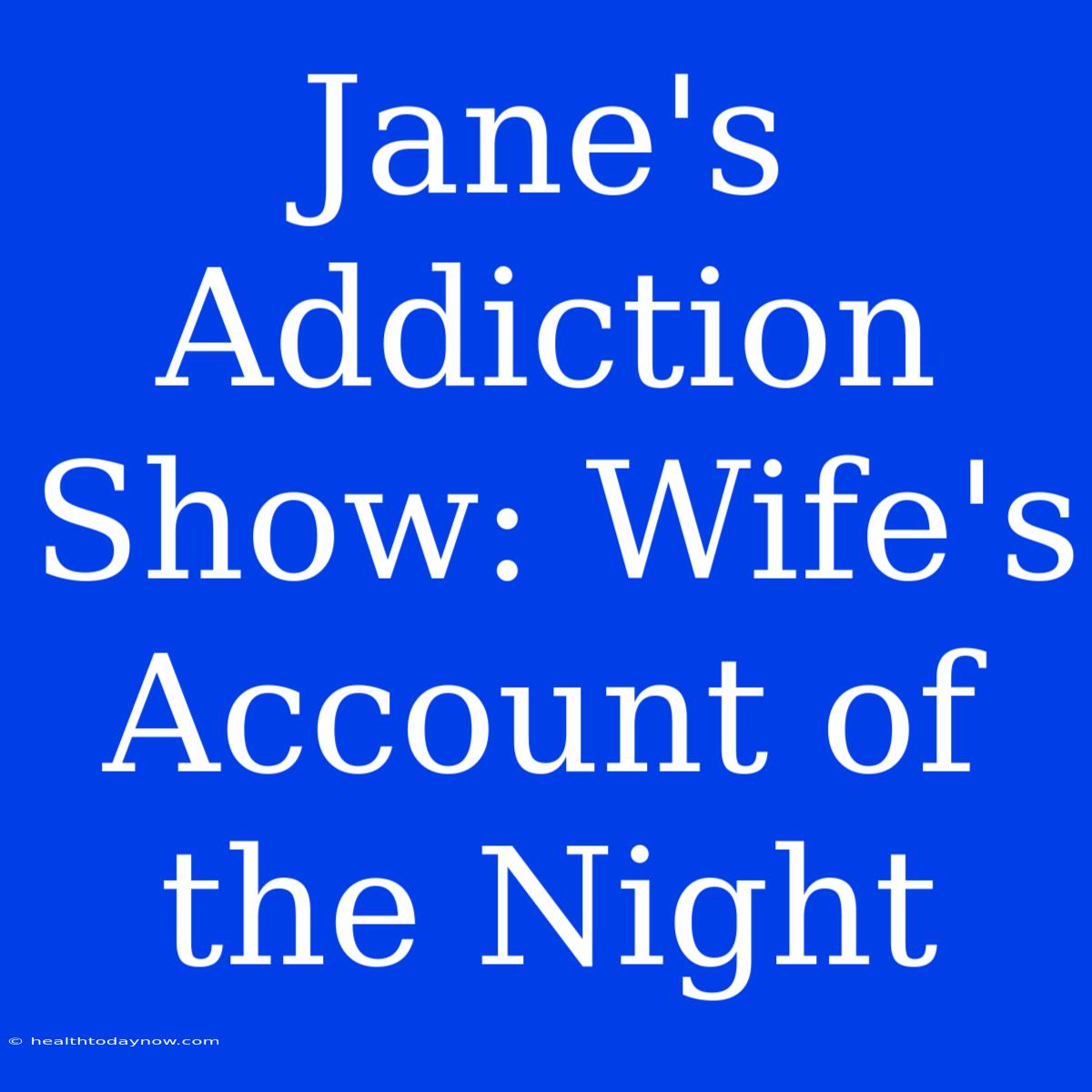 Jane's Addiction Show: Wife's Account Of The Night