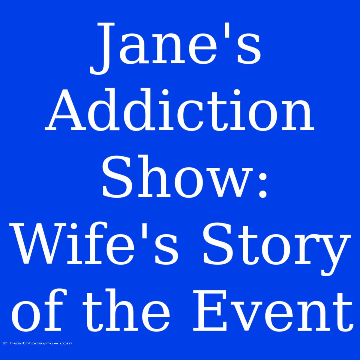 Jane's Addiction Show: Wife's Story Of The Event