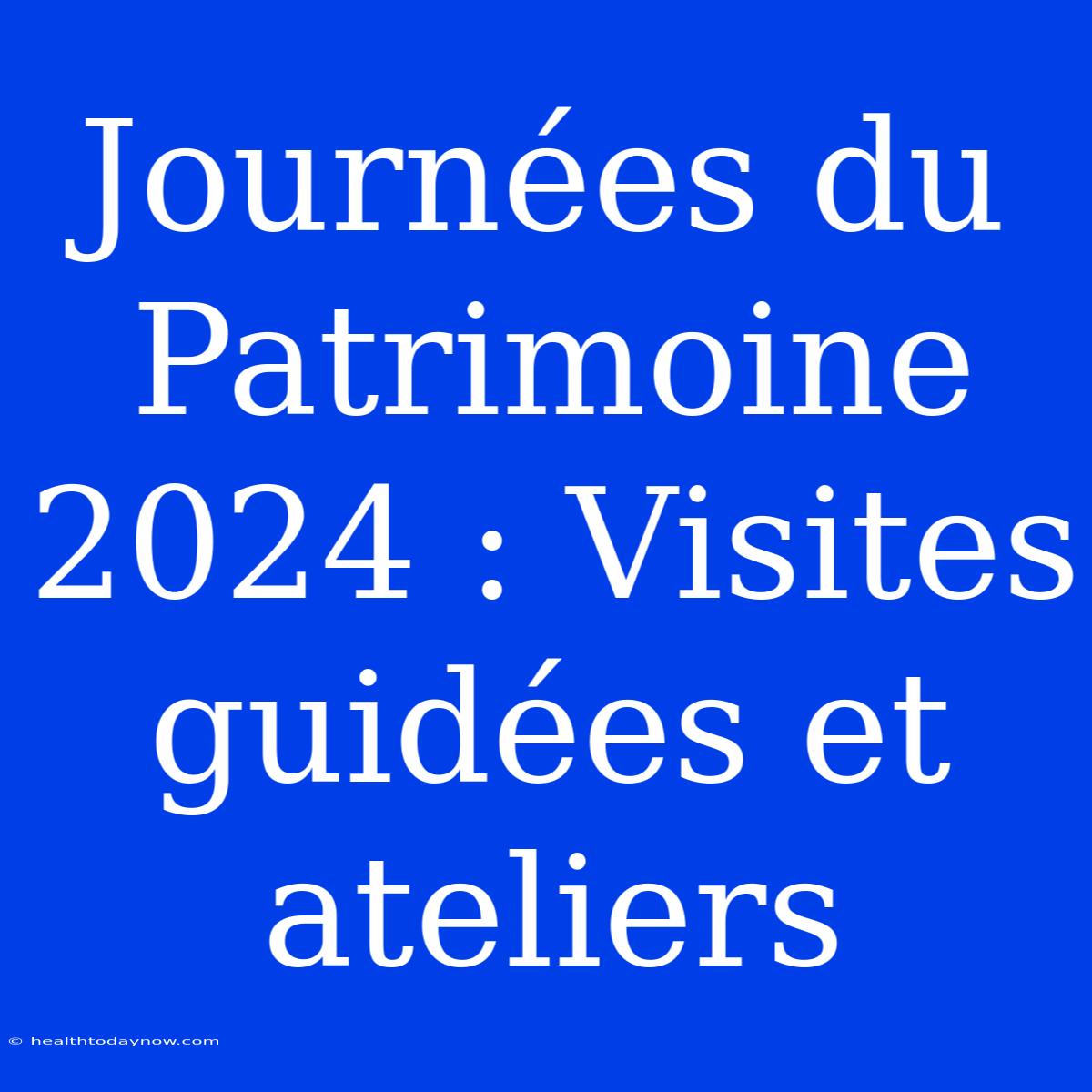 Journées Du Patrimoine 2024 : Visites Guidées Et Ateliers