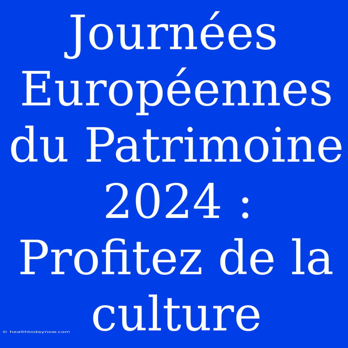 Journées Européennes Du Patrimoine 2024 : Profitez De La Culture