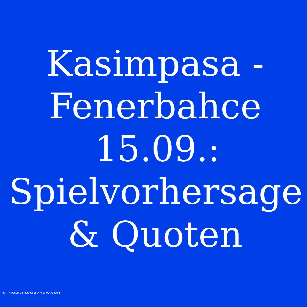 Kasimpasa - Fenerbahce 15.09.: Spielvorhersage & Quoten