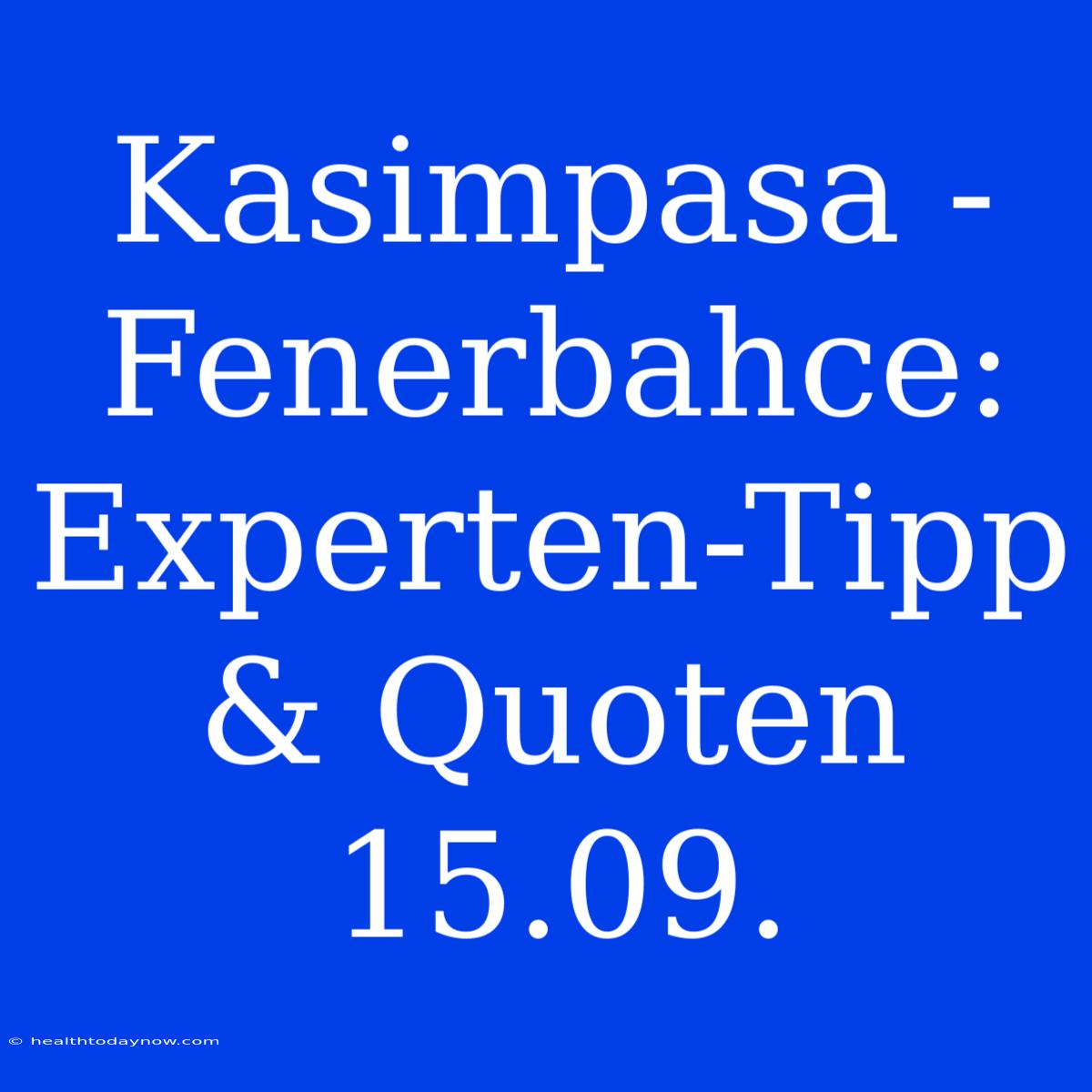 Kasimpasa - Fenerbahce: Experten-Tipp & Quoten 15.09.