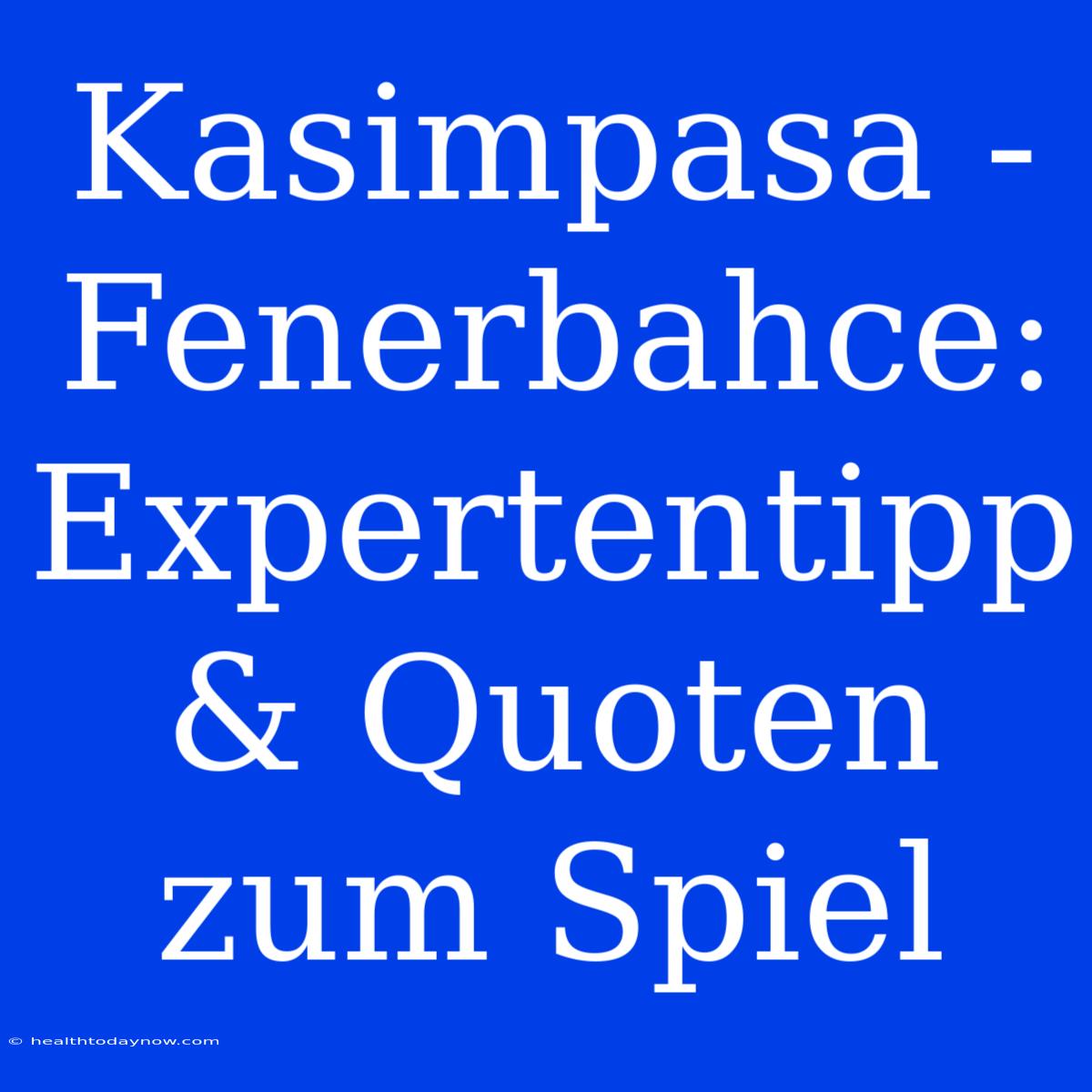 Kasimpasa - Fenerbahce: Expertentipp & Quoten Zum Spiel