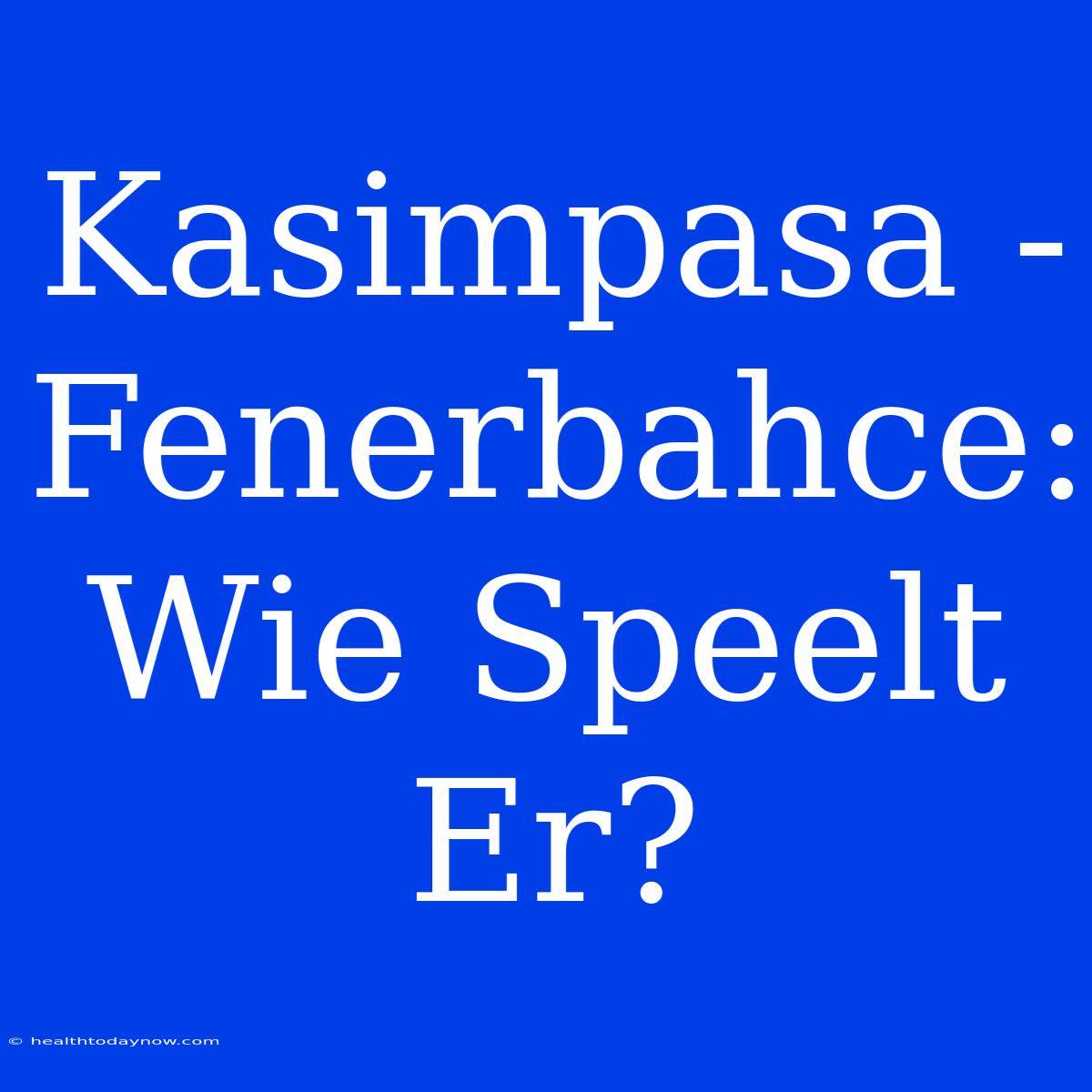 Kasimpasa - Fenerbahce: Wie Speelt Er?