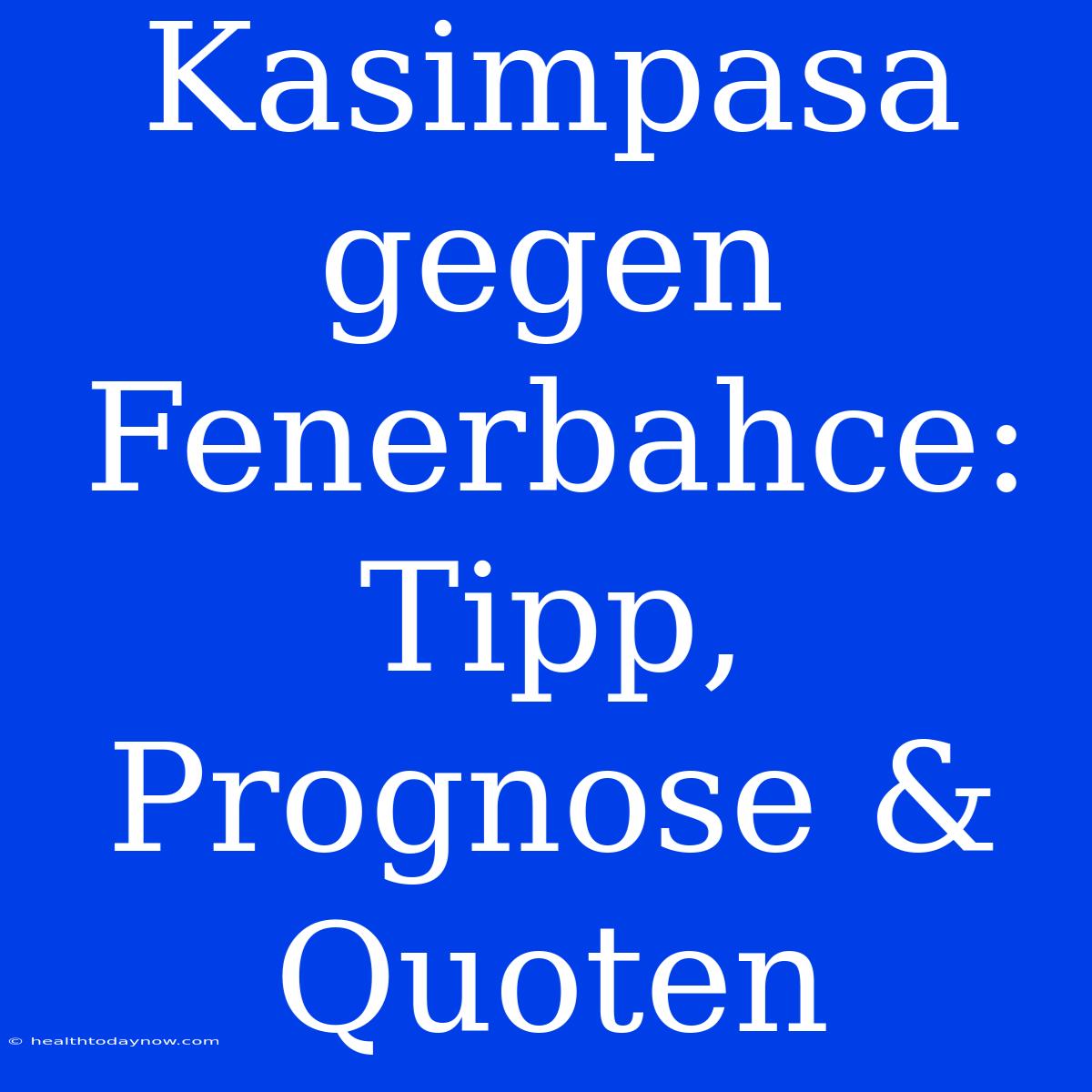 Kasimpasa Gegen Fenerbahce: Tipp, Prognose & Quoten