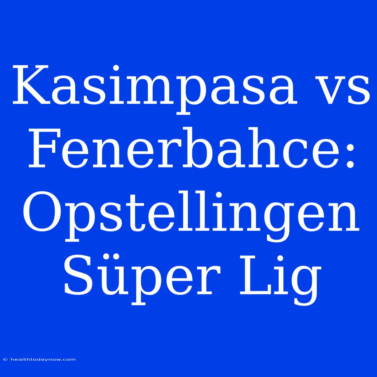 Kasimpasa Vs Fenerbahce: Opstellingen Süper Lig