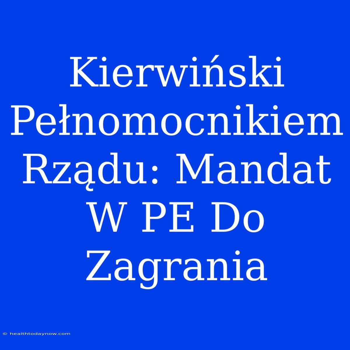 Kierwiński Pełnomocnikiem Rządu: Mandat W PE Do Zagrania