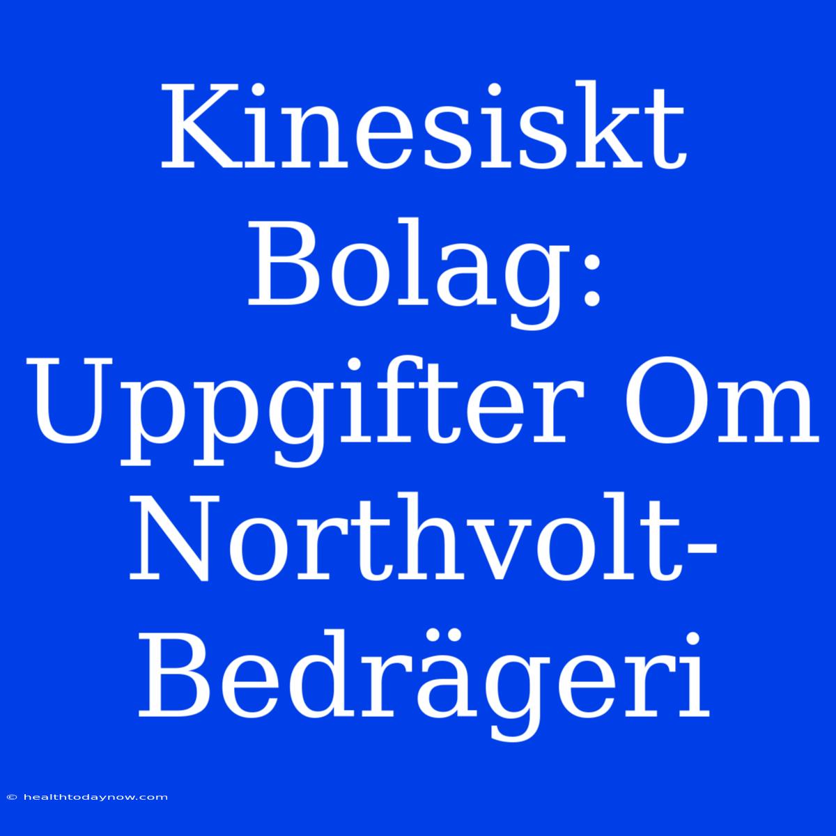 Kinesiskt Bolag: Uppgifter Om Northvolt-Bedrägeri