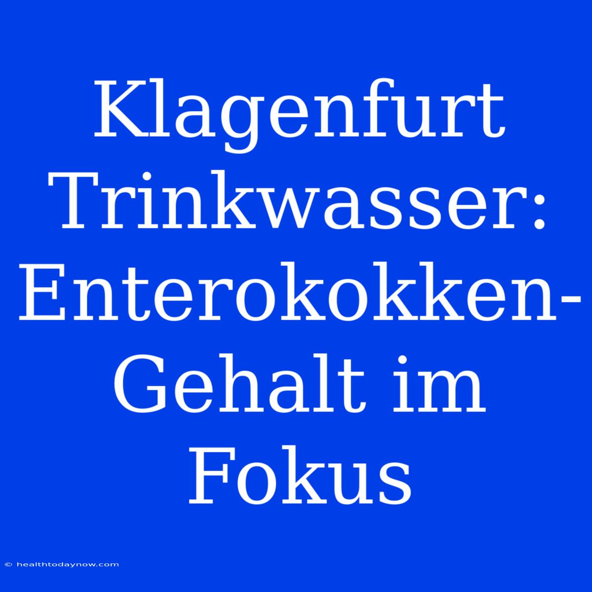 Klagenfurt Trinkwasser: Enterokokken-Gehalt Im Fokus