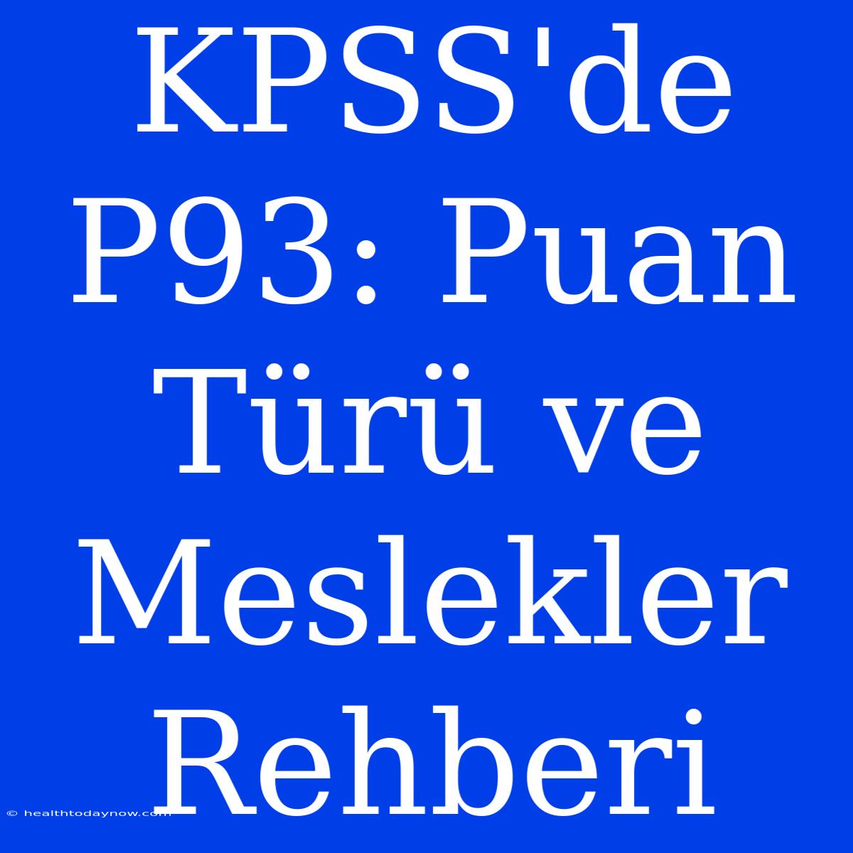 KPSS'de P93: Puan Türü Ve Meslekler Rehberi