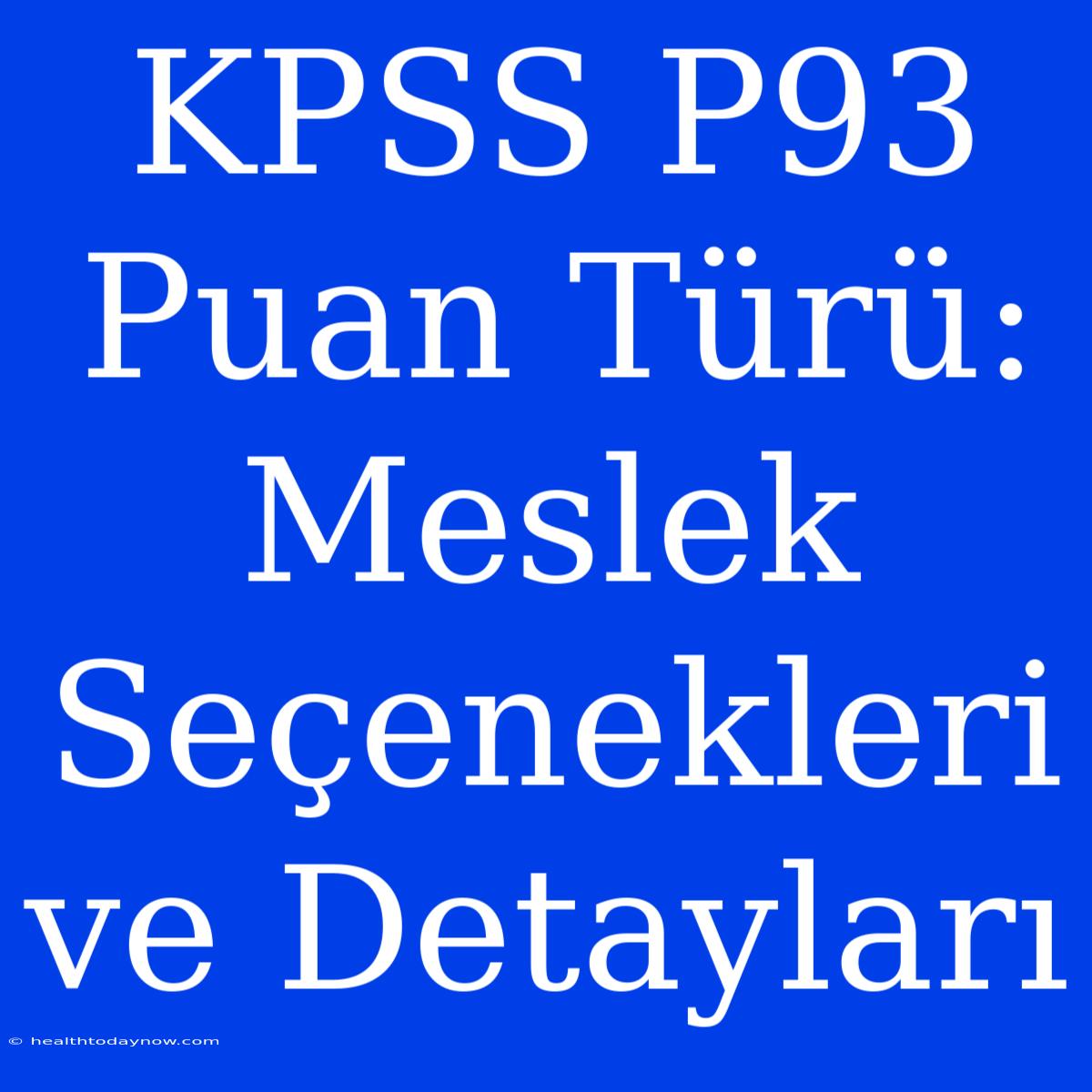 KPSS P93 Puan Türü: Meslek Seçenekleri Ve Detayları