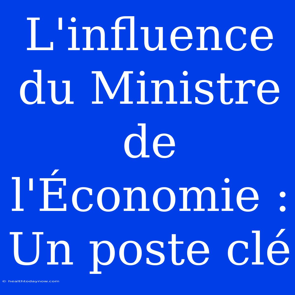 L'influence Du Ministre De L'Économie : Un Poste Clé 