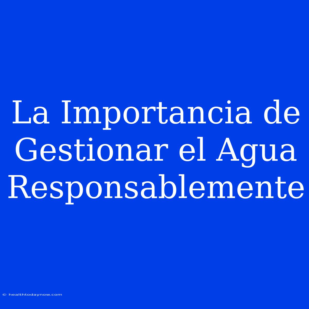 La Importancia De Gestionar El Agua Responsablemente