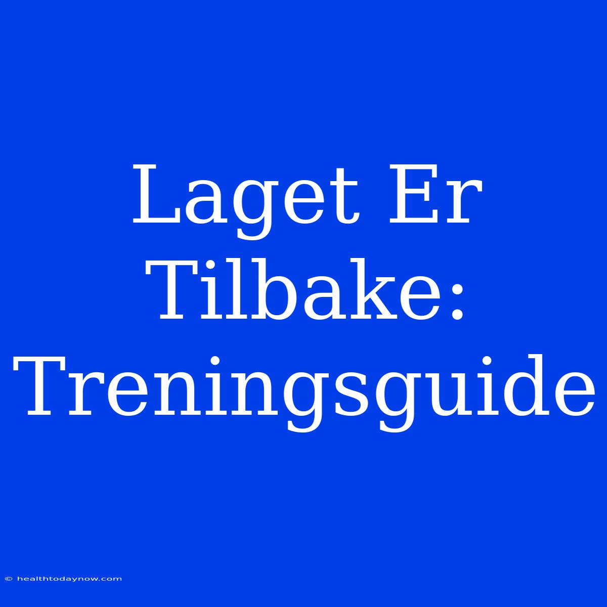 Laget Er Tilbake: Treningsguide