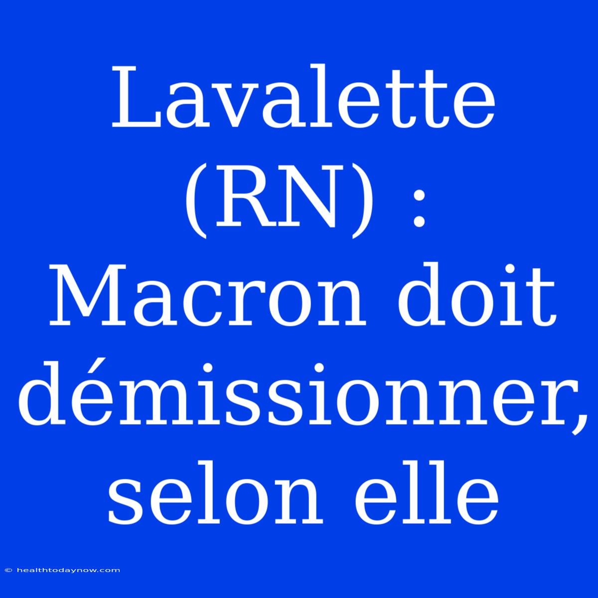 Lavalette (RN) : Macron Doit Démissionner, Selon Elle