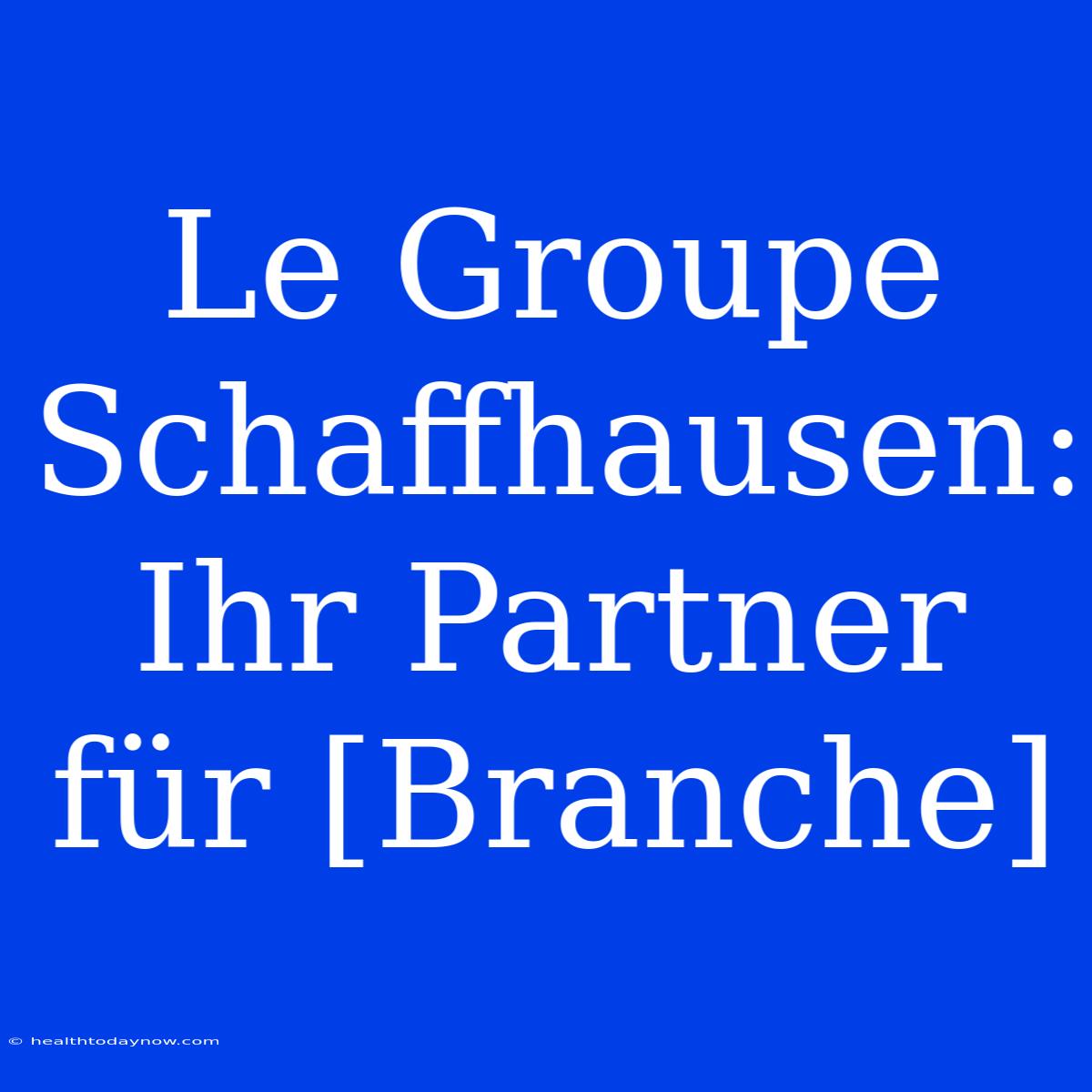 Le Groupe Schaffhausen: Ihr Partner Für [Branche]