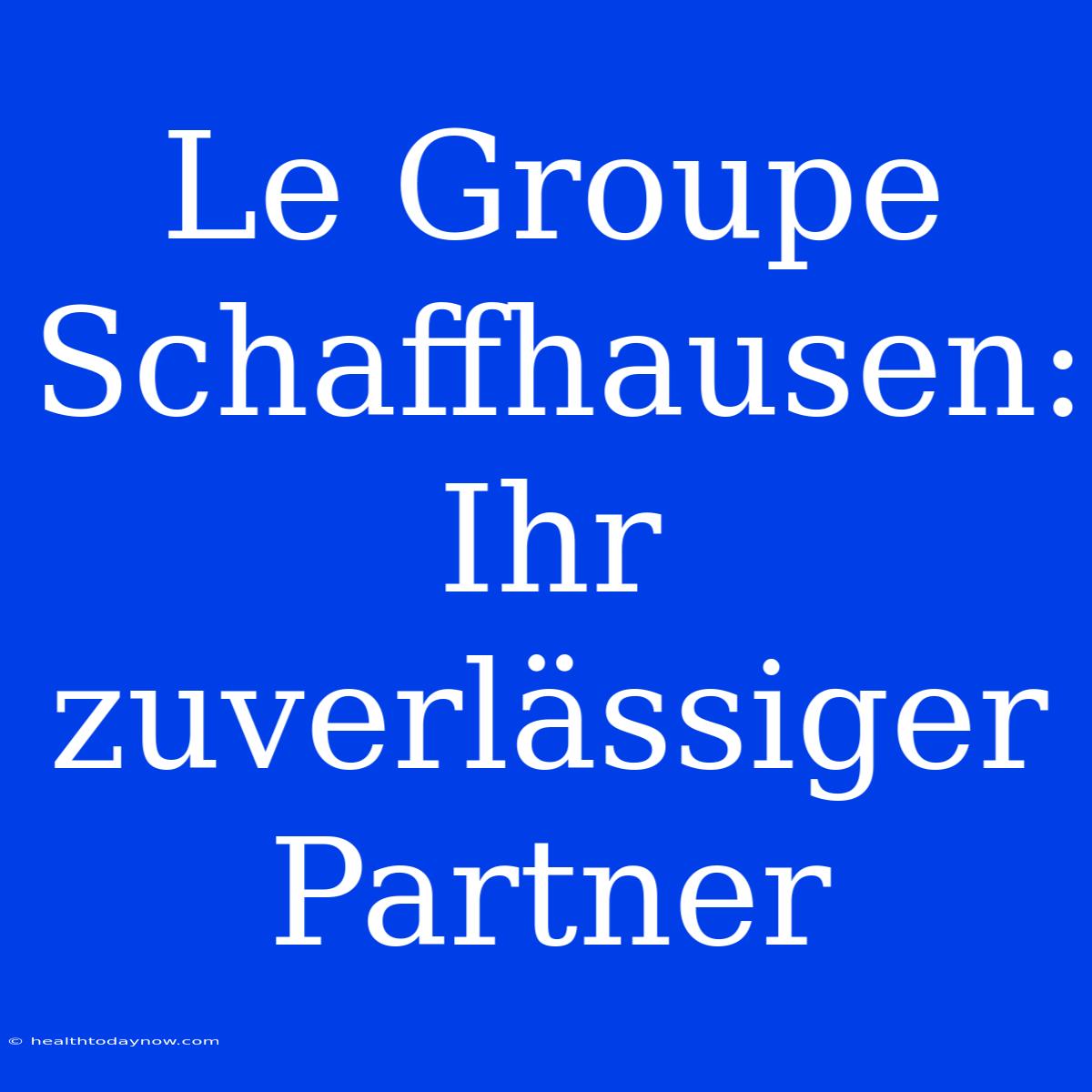 Le Groupe Schaffhausen: Ihr Zuverlässiger Partner