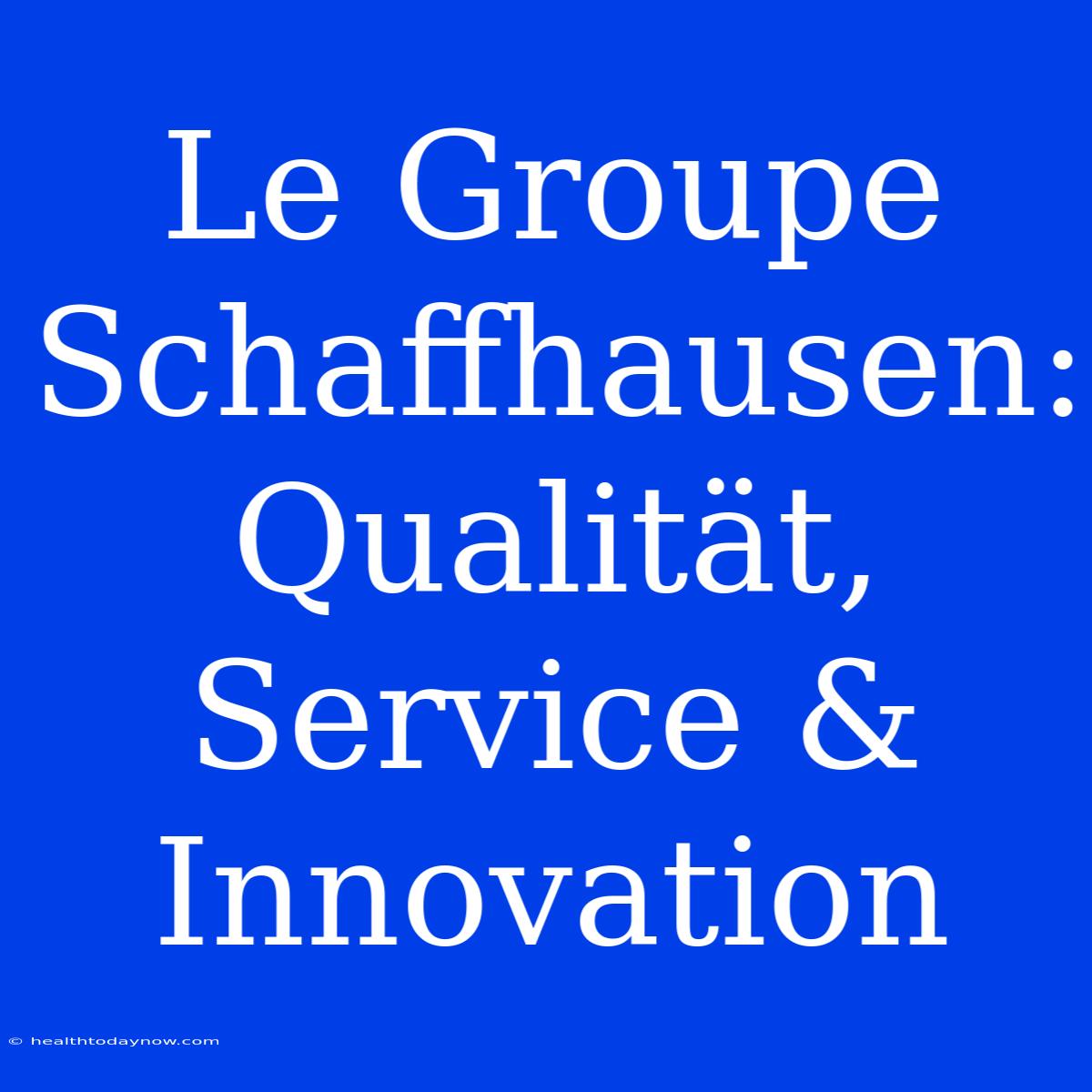 Le Groupe Schaffhausen: Qualität, Service & Innovation