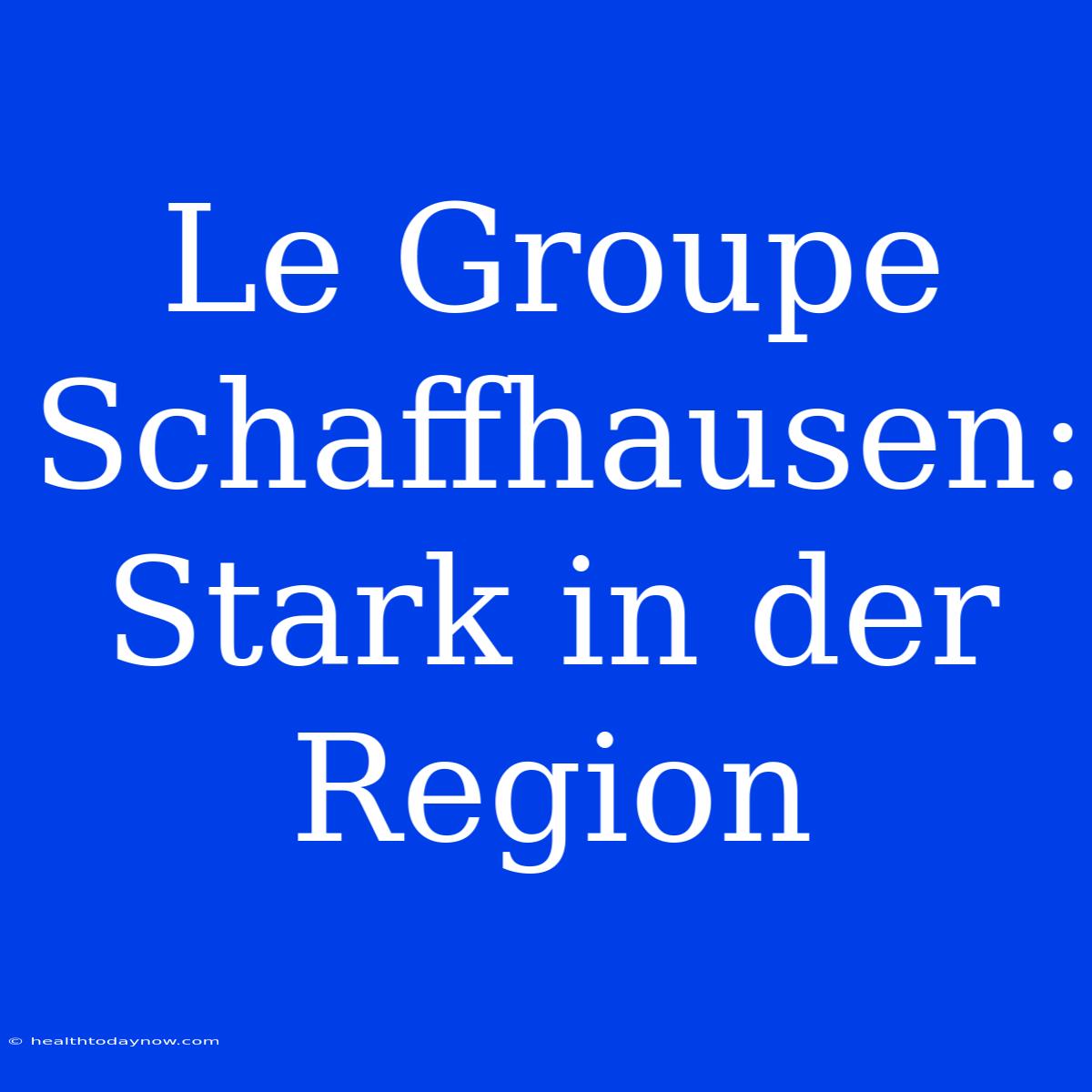 Le Groupe Schaffhausen: Stark In Der Region