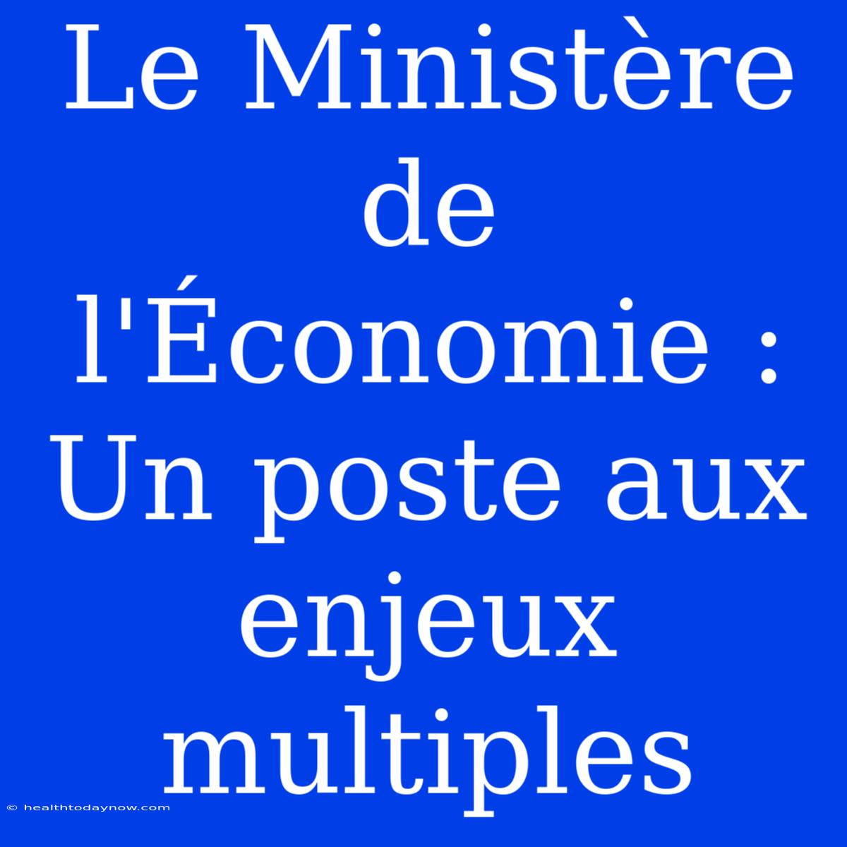 Le Ministère De L'Économie : Un Poste Aux Enjeux Multiples 