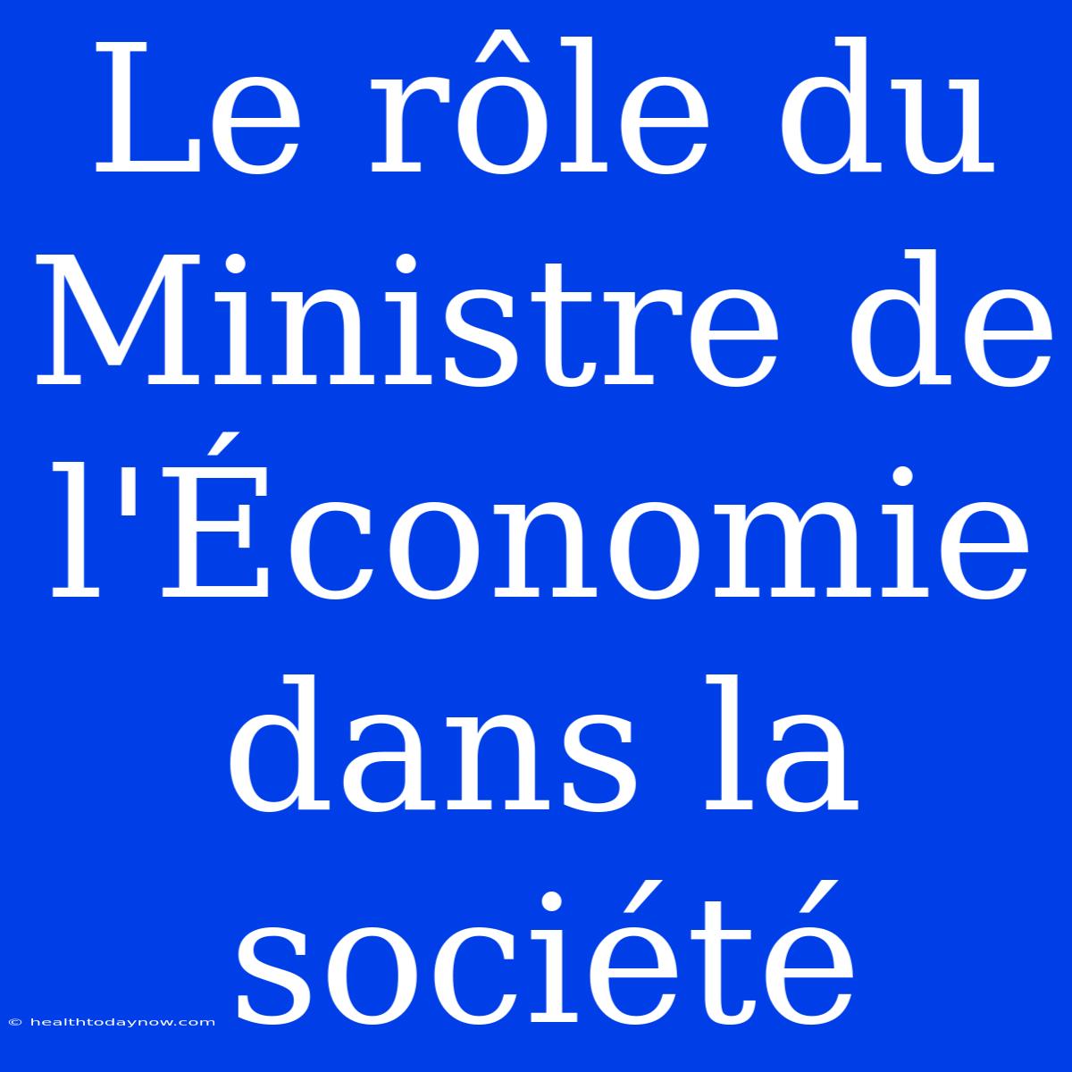 Le Rôle Du Ministre De L'Économie Dans La Société 