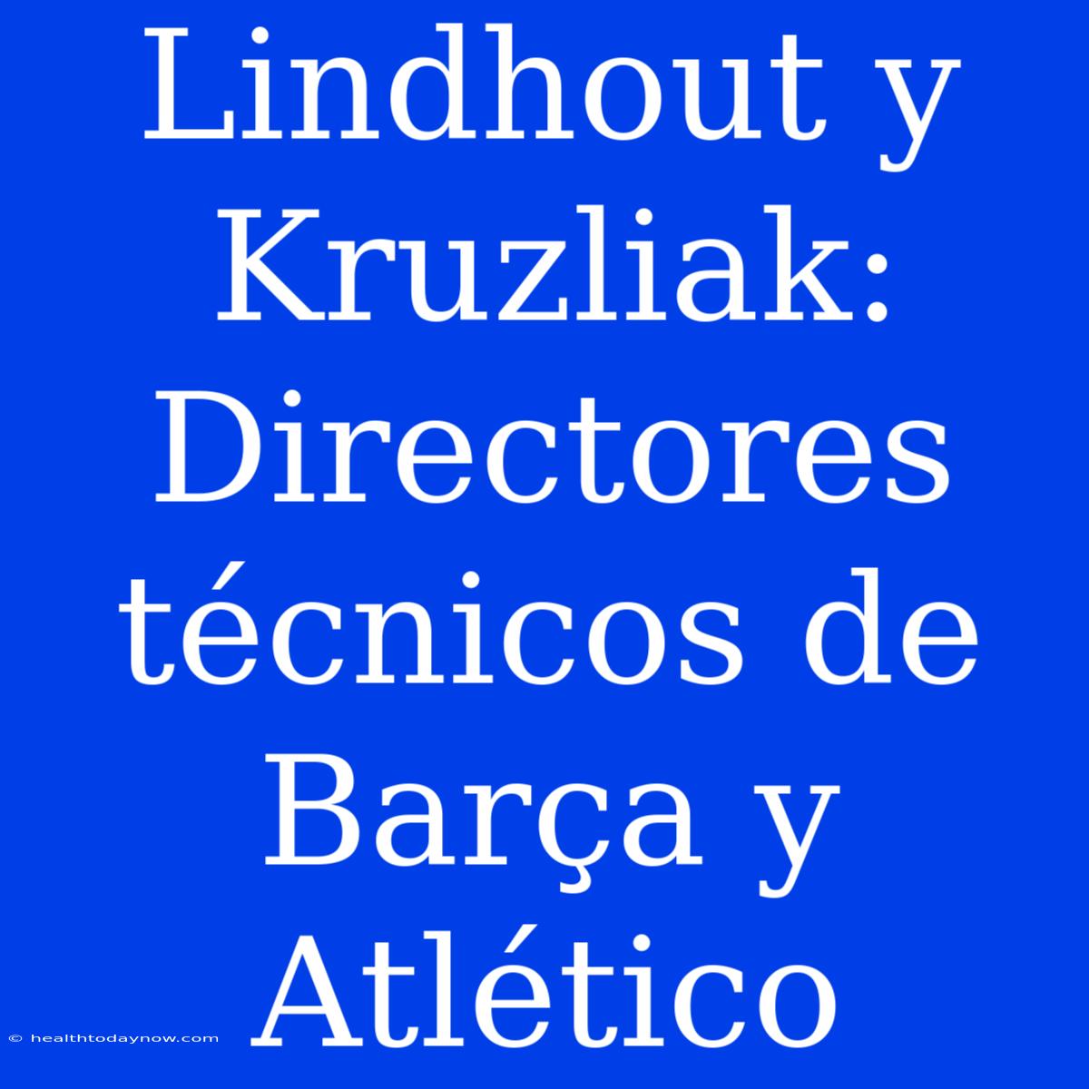 Lindhout Y Kruzliak: Directores Técnicos De Barça Y Atlético