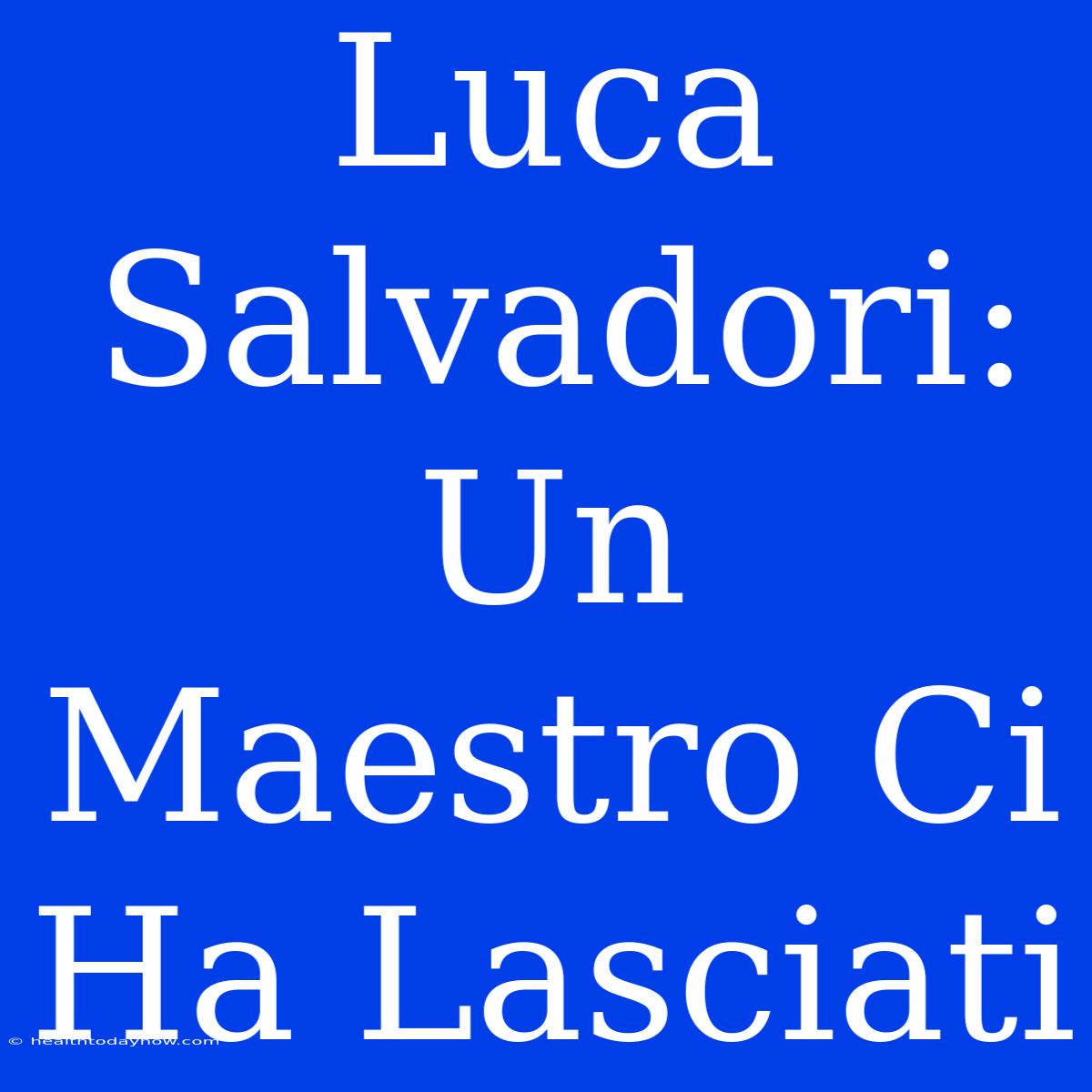 Luca Salvadori: Un Maestro Ci Ha Lasciati