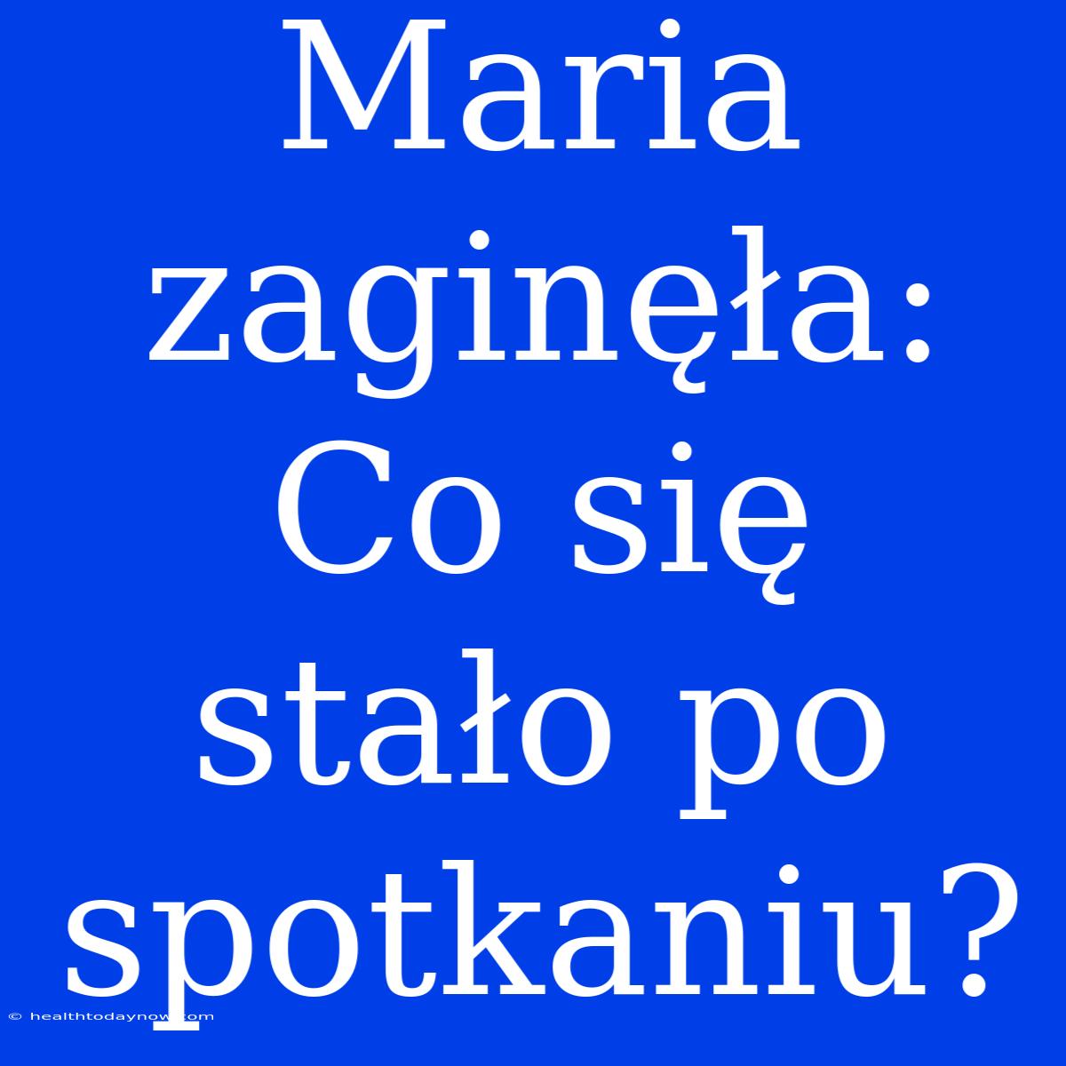 Maria Zaginęła: Co Się Stało Po Spotkaniu?