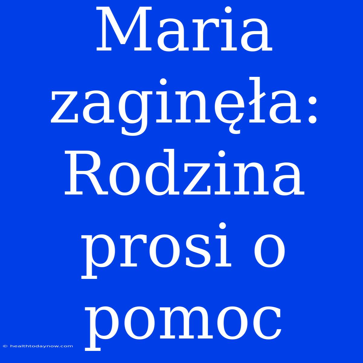 Maria Zaginęła: Rodzina Prosi O Pomoc