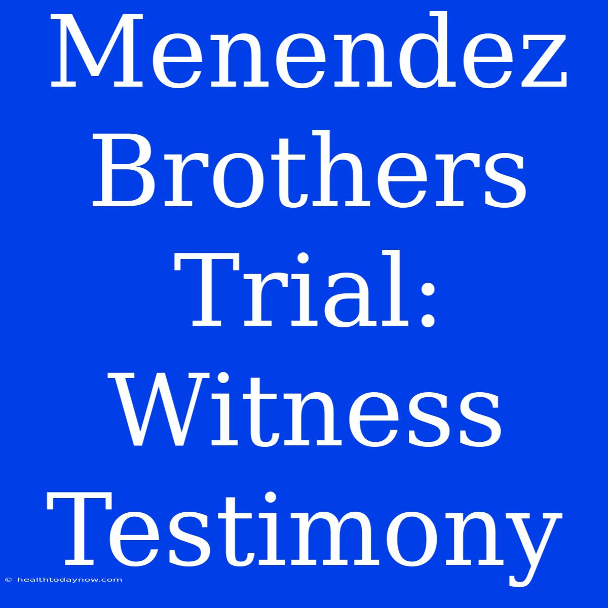 Menendez Brothers Trial: Witness Testimony