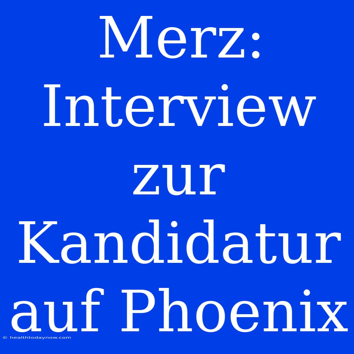 Merz: Interview Zur Kandidatur Auf Phoenix