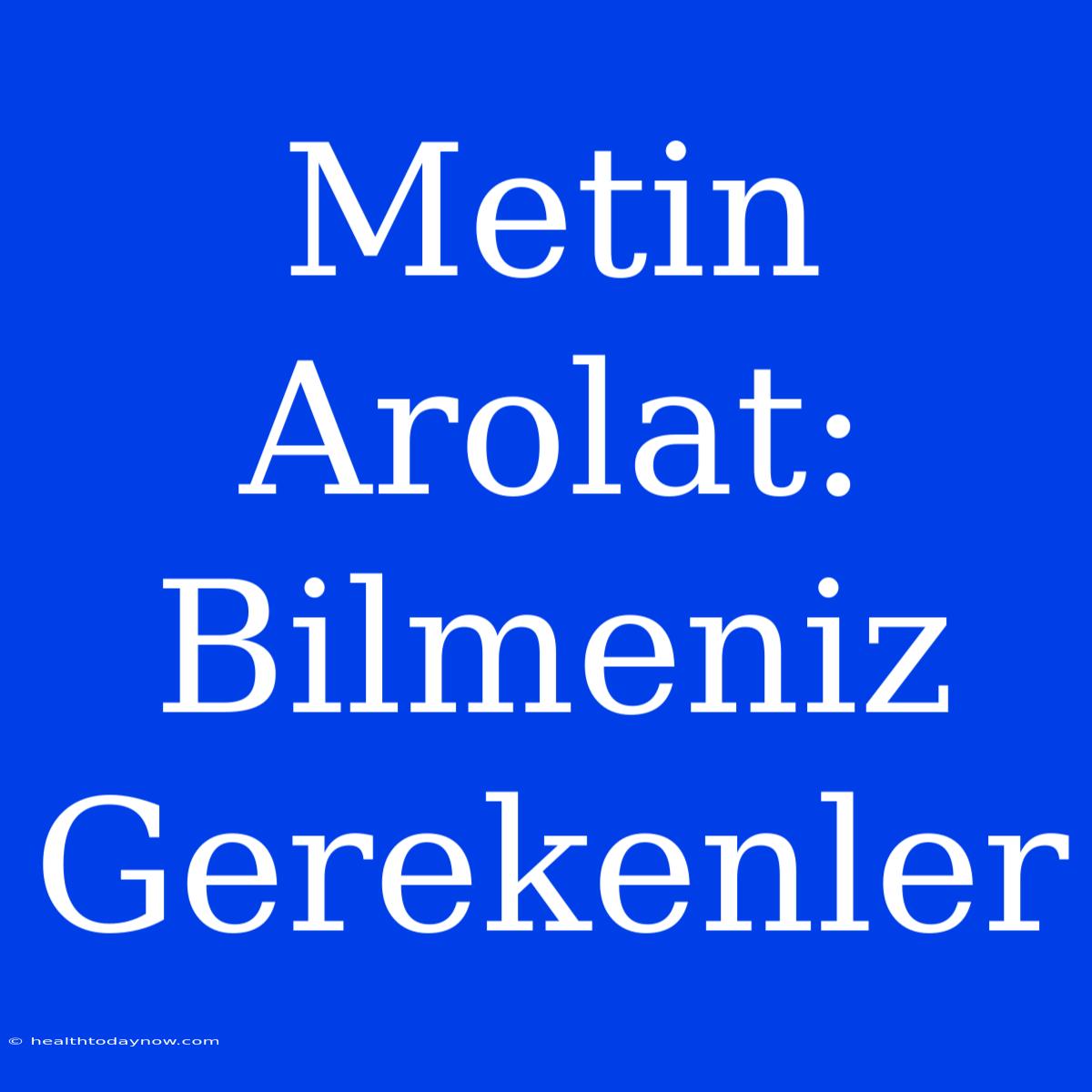 Metin Arolat: Bilmeniz Gerekenler