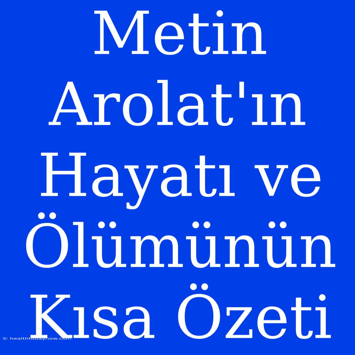 Metin Arolat'ın Hayatı Ve Ölümünün Kısa Özeti