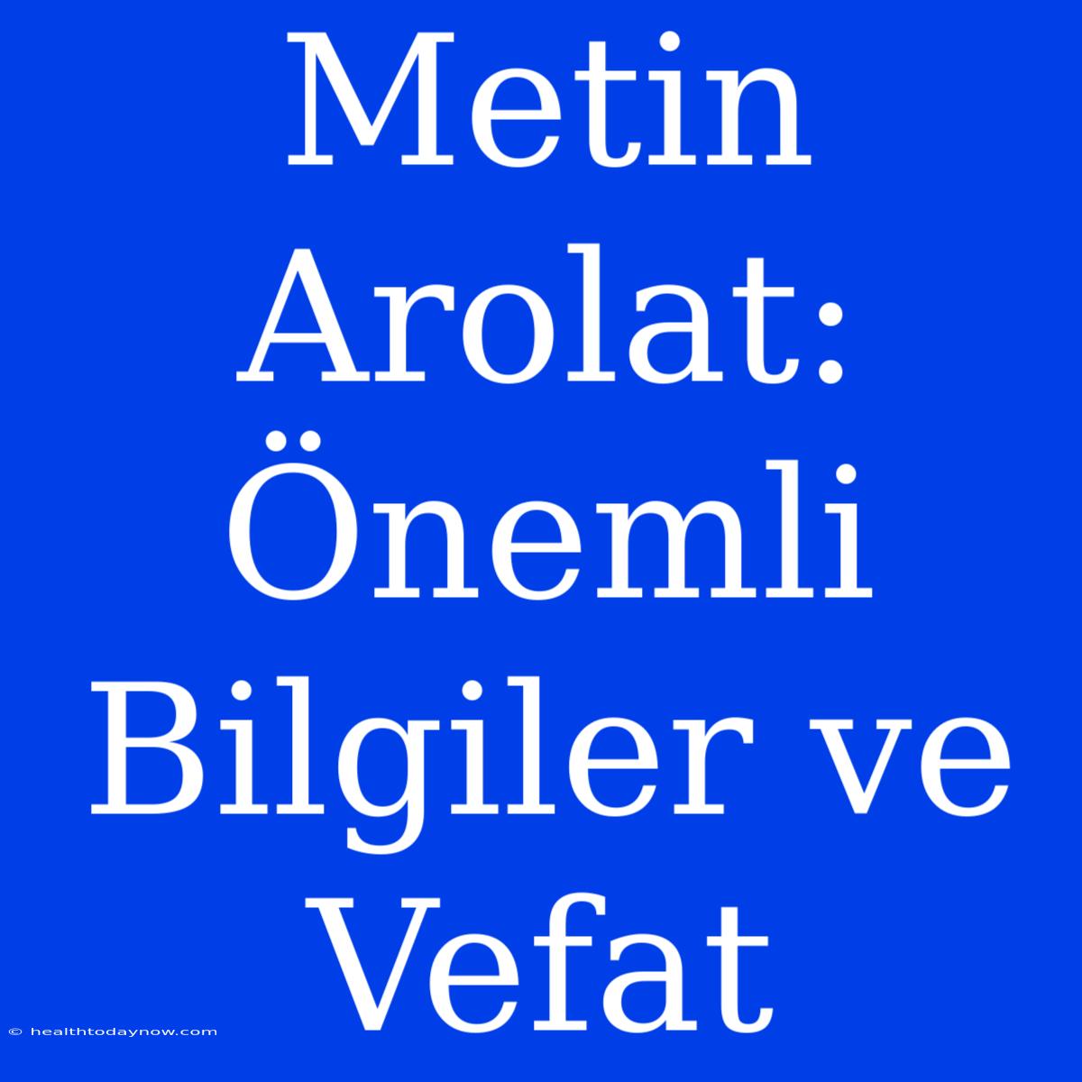 Metin Arolat: Önemli Bilgiler Ve Vefat