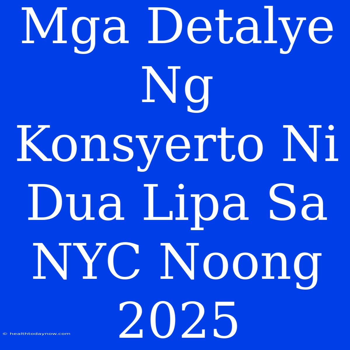 Mga Detalye Ng Konsyerto Ni Dua Lipa Sa NYC Noong 2025