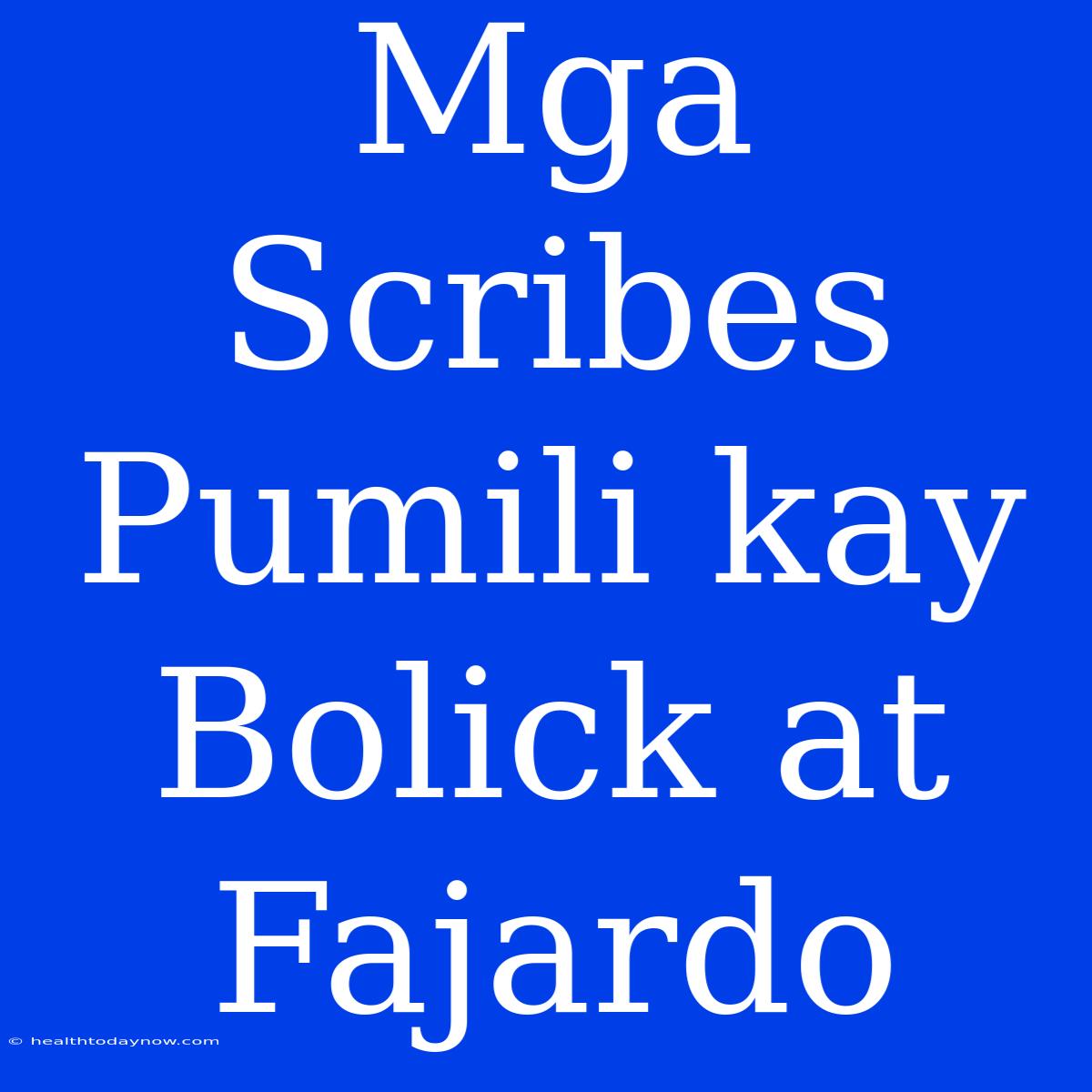 Mga Scribes Pumili Kay Bolick At Fajardo