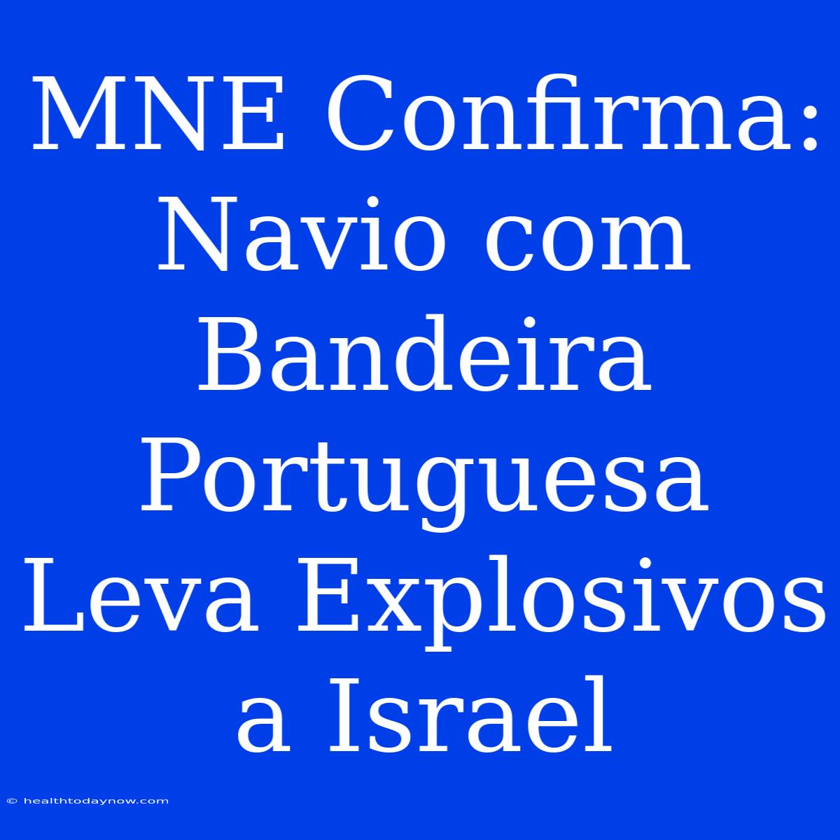 MNE Confirma: Navio Com Bandeira Portuguesa Leva Explosivos A Israel