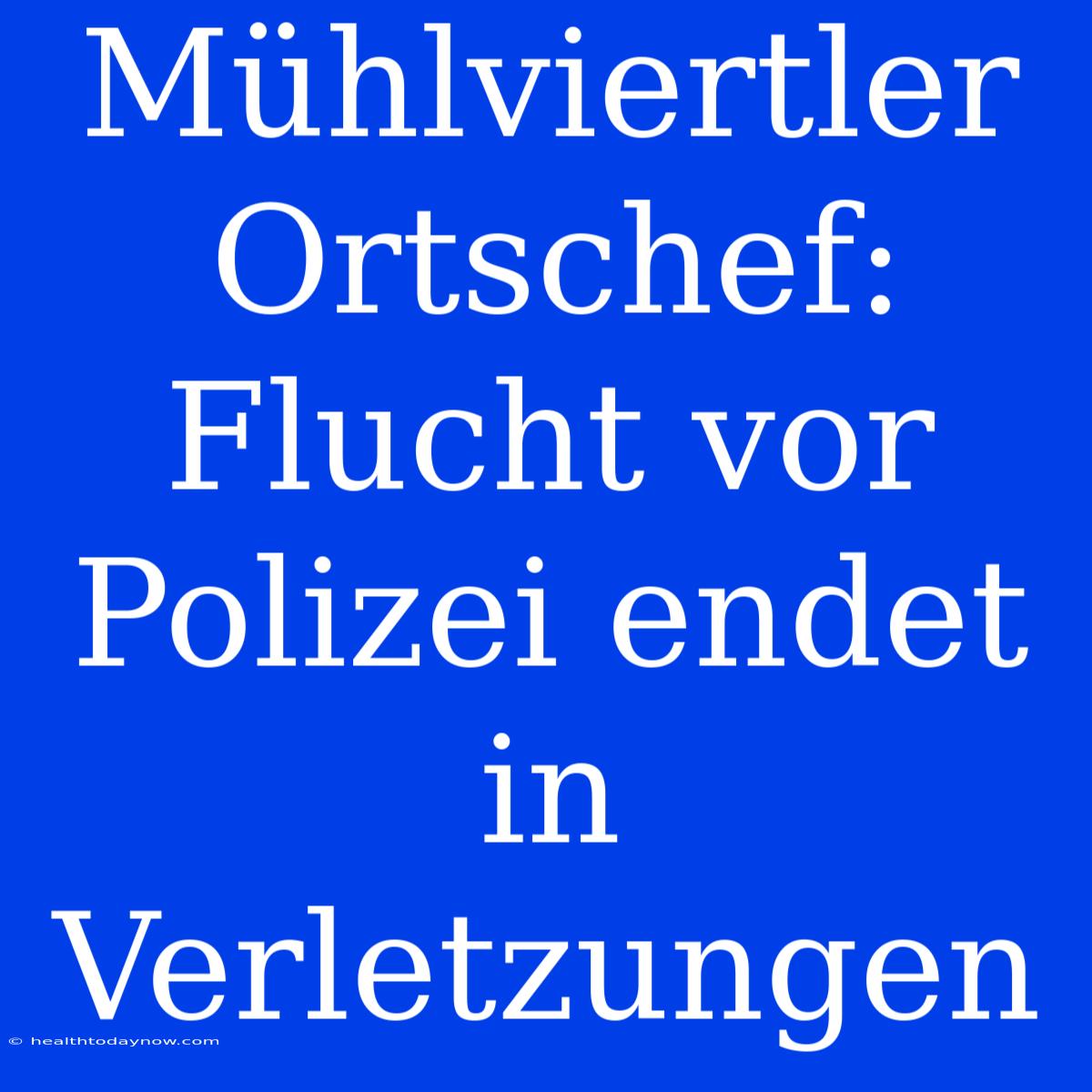 Mühlviertler Ortschef: Flucht Vor Polizei Endet In Verletzungen 