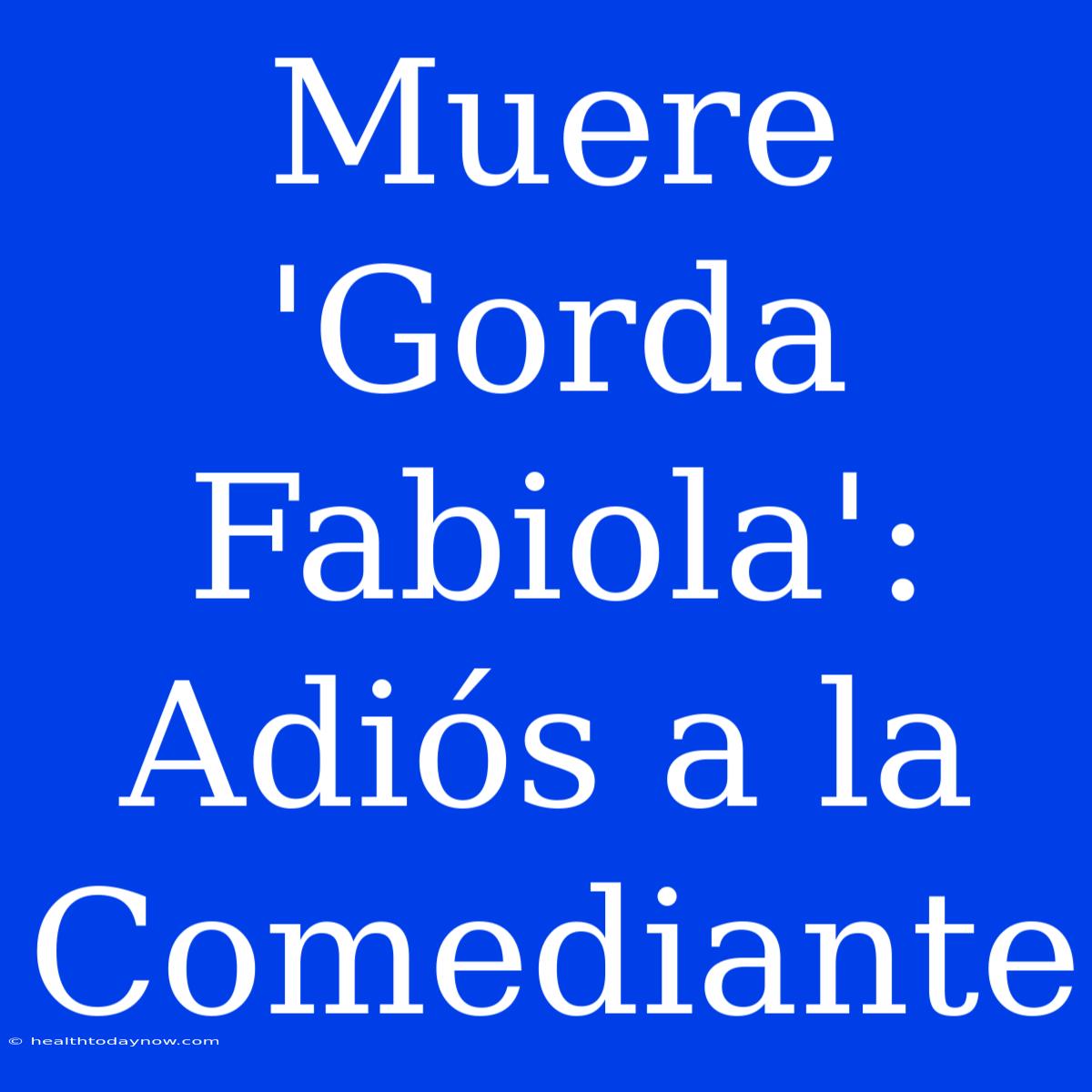 Muere 'Gorda Fabiola': Adiós A La Comediante