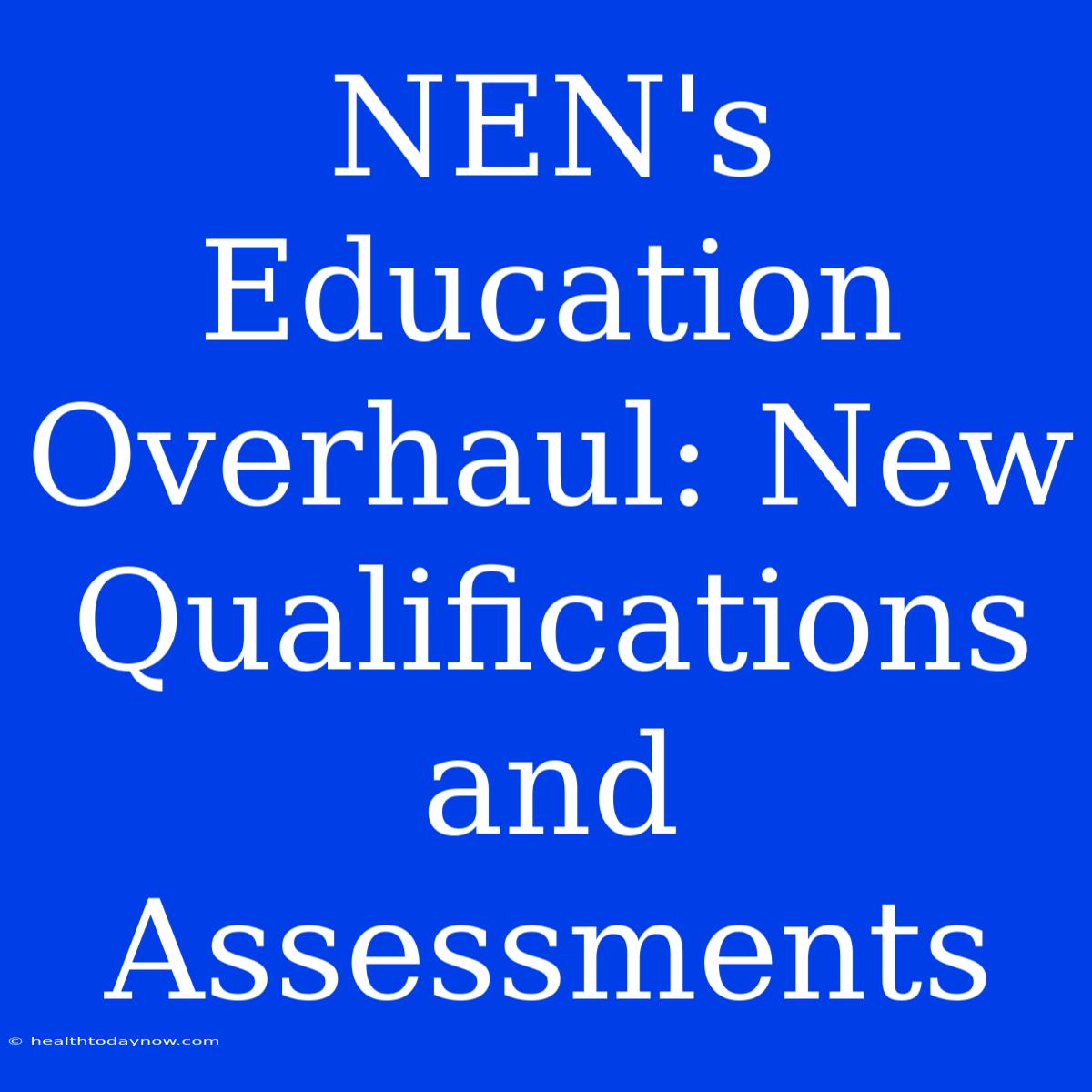 NEN's Education Overhaul: New Qualifications And Assessments